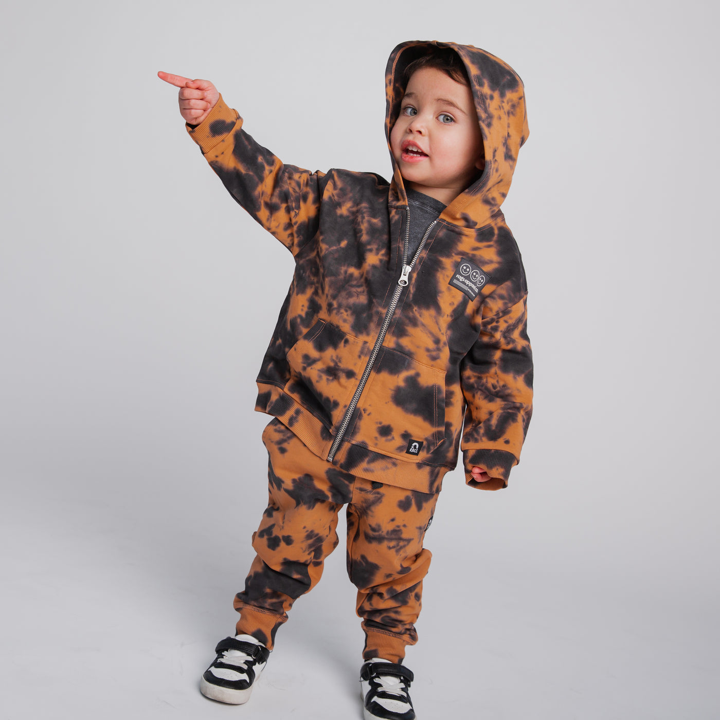 Relaxed Fit Joggers - Copper & Black Tie Dye