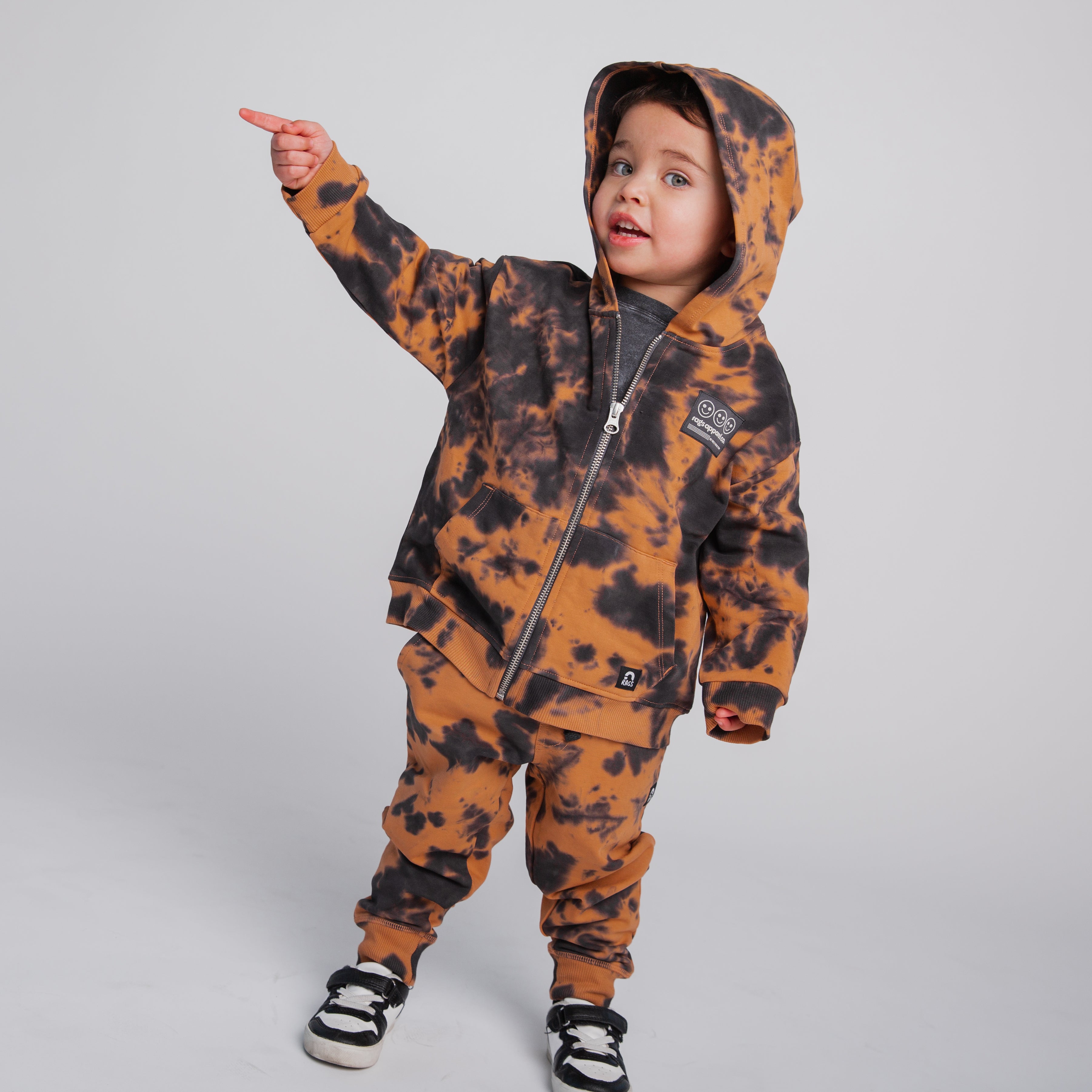 Relaxed Fit Joggers - Copper & Black Tie Dye