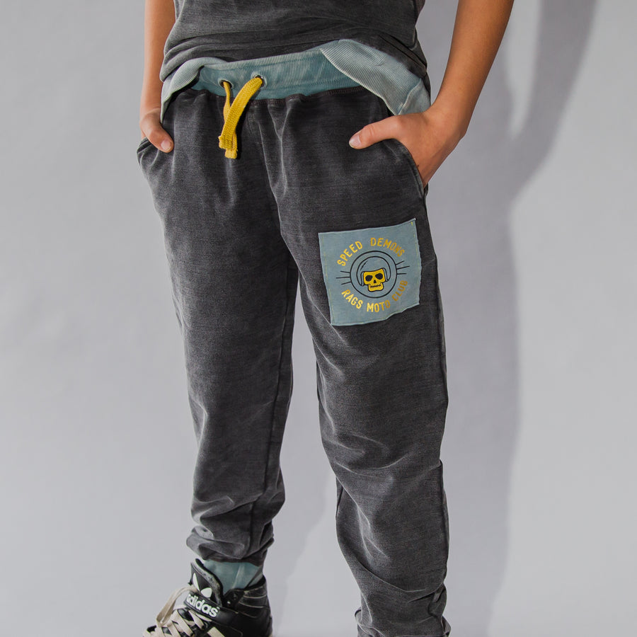 Relaxed Fit Kids Joggers - 'Denim Moto Club'