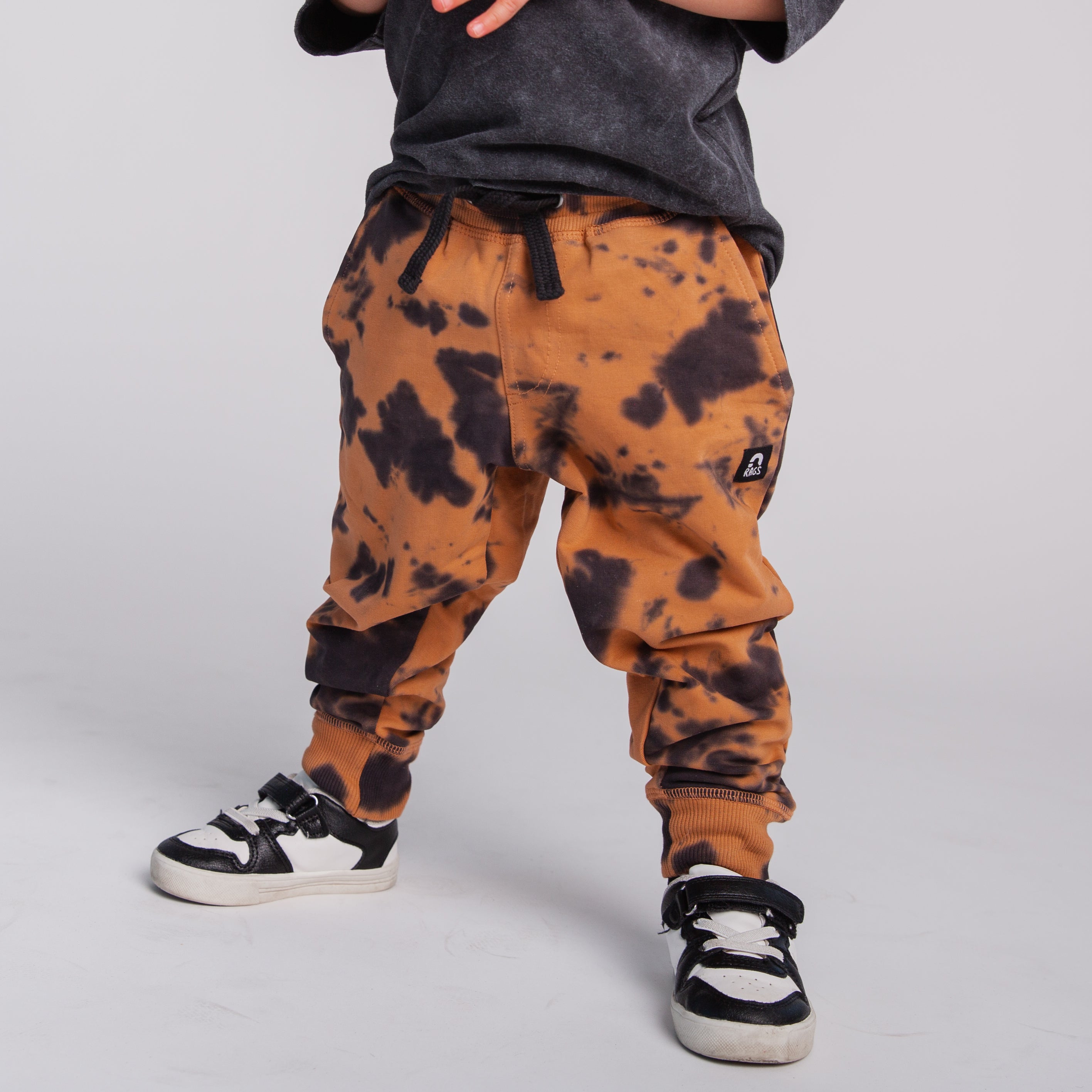 Relaxed Fit Joggers - Copper & Black Tie Dye