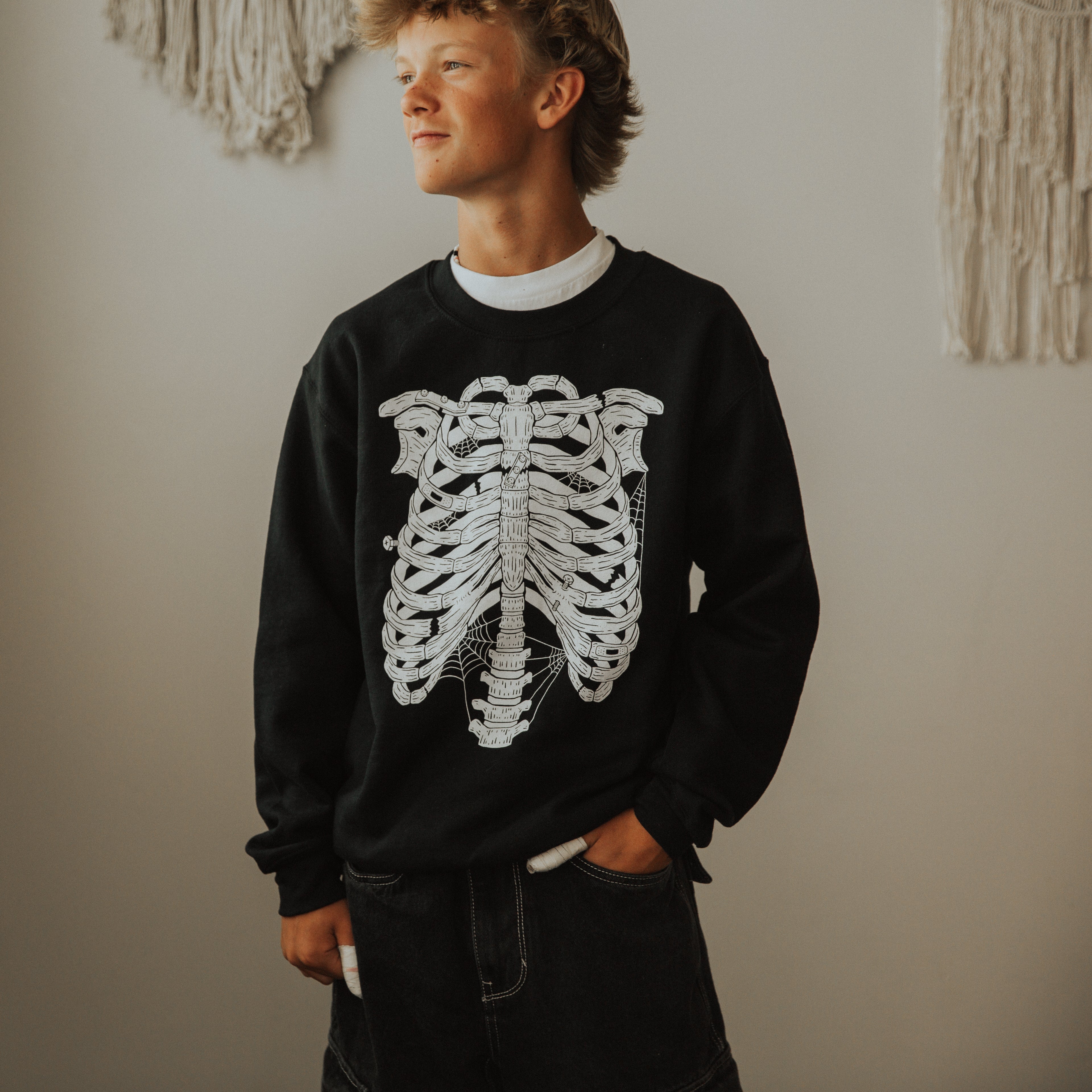 Adult Unisex Crewneck - 'Skelly (FINAL SALE)' - RAGS Halloween Collection