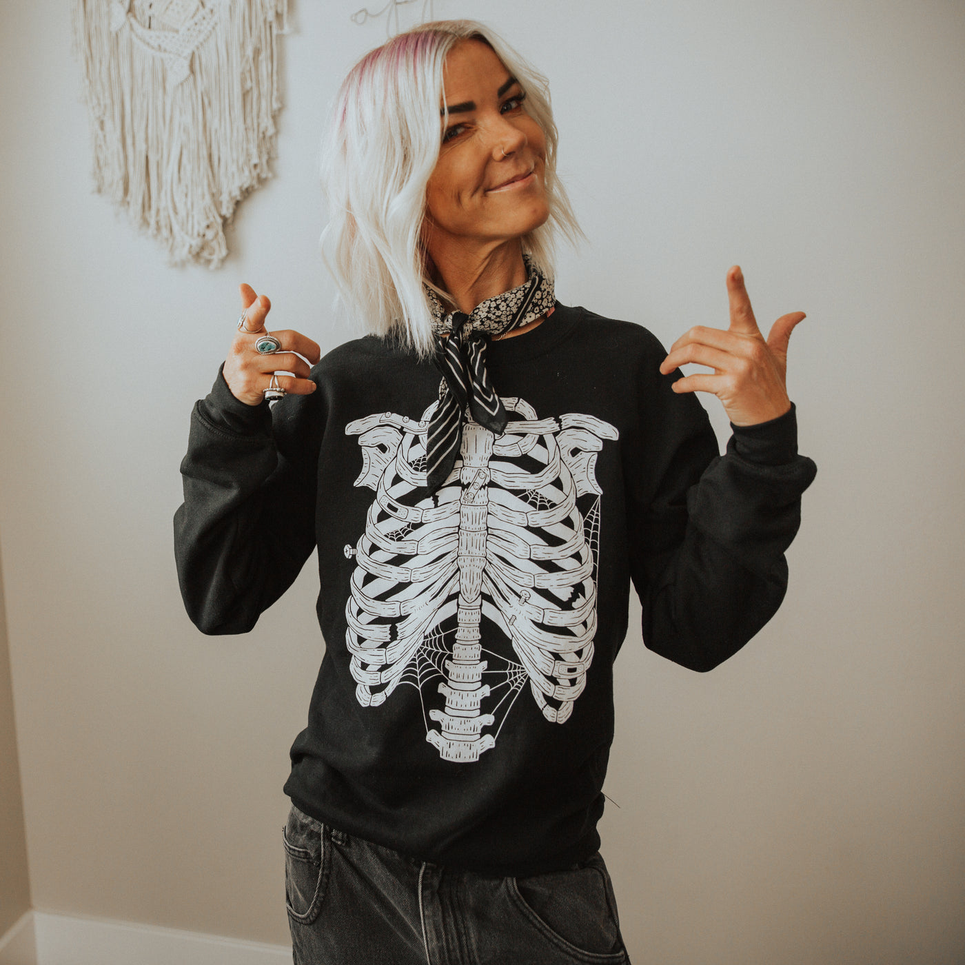 Adult Unisex Crewneck - 'Skelly (FINAL SALE)' - RAGS Halloween Collection