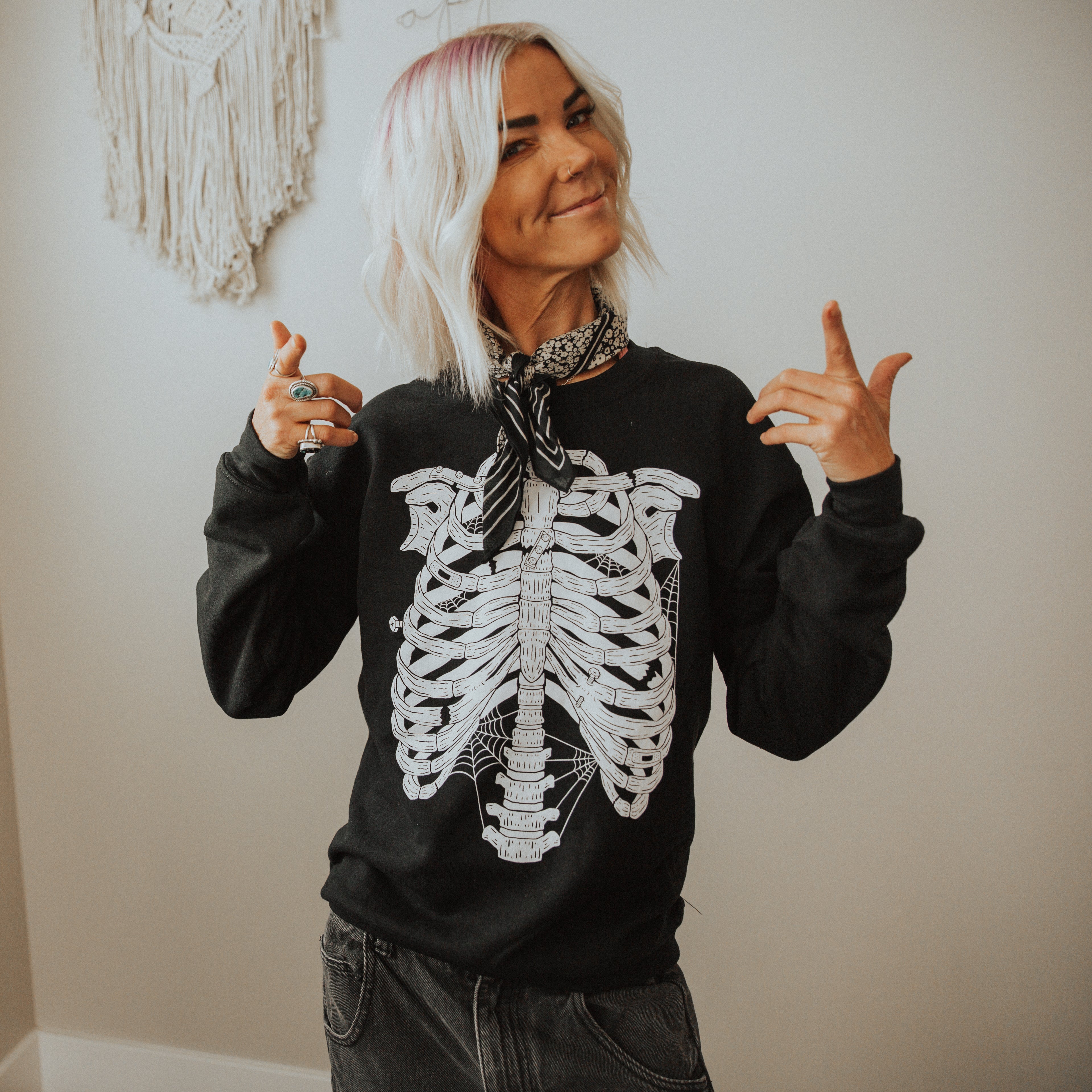 Adult Unisex Crewneck - 'Skelly (FINAL SALE)' - RAGS Halloween Collection