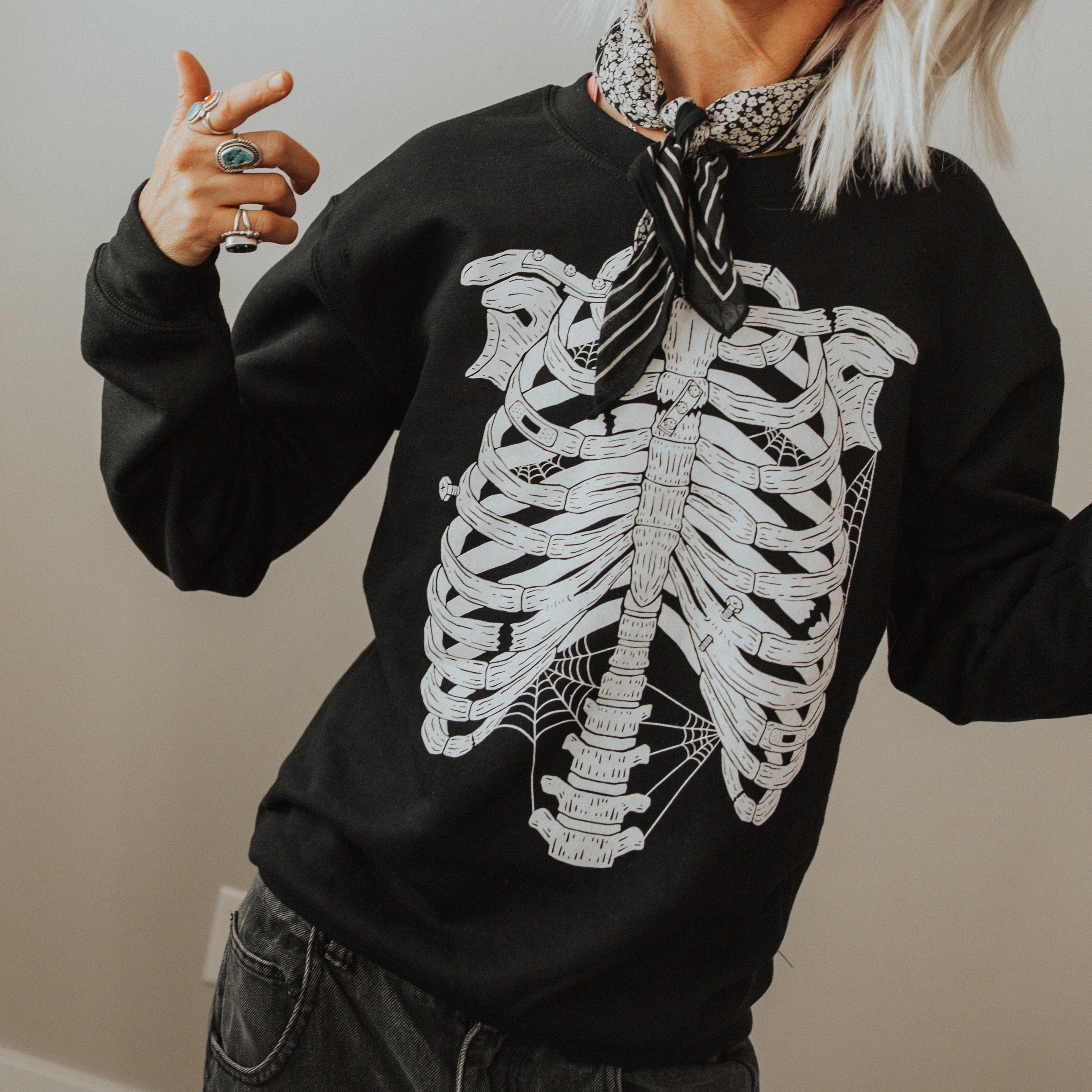 Adult Unisex Crewneck - 'Skelly (FINAL SALE)' - RAGS Halloween Collection