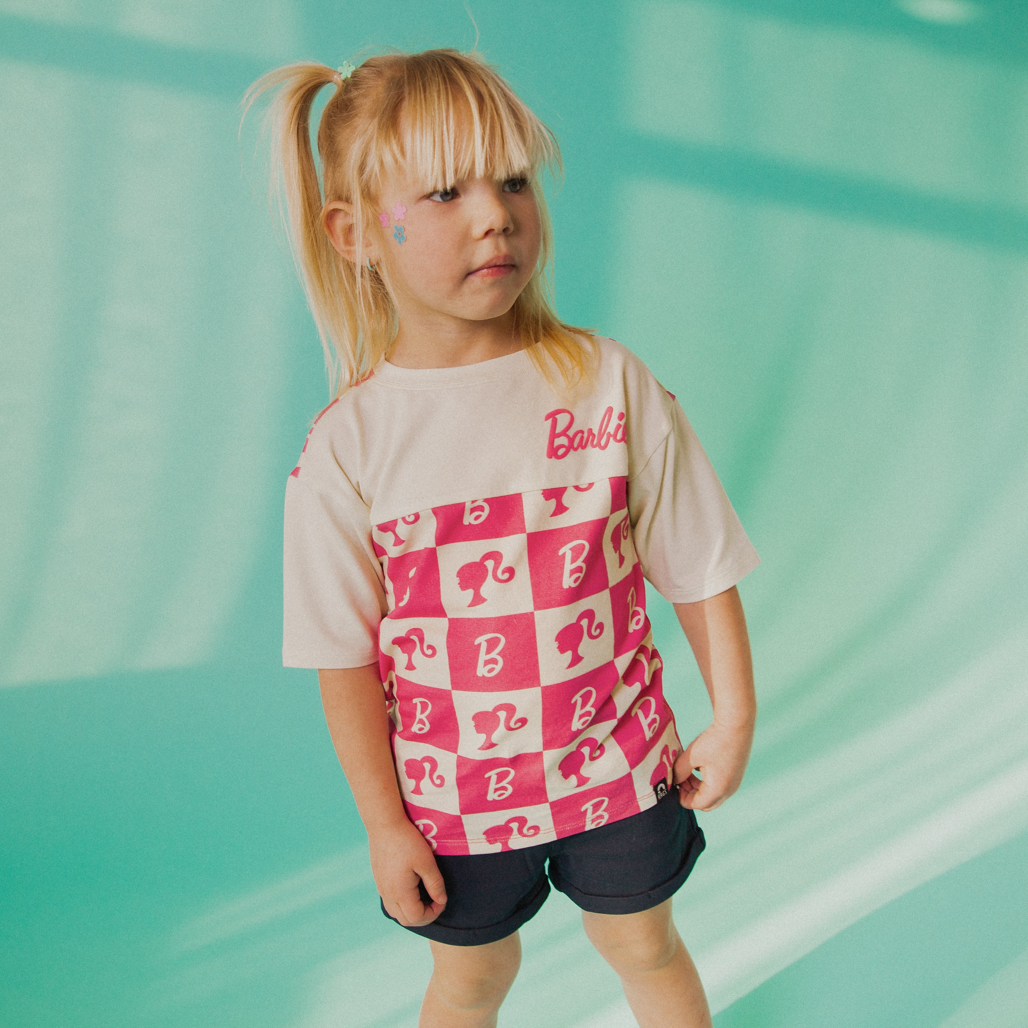 Drop Shoulder Tee - Barbie Check - Mattel Barbie Collection by RAGS