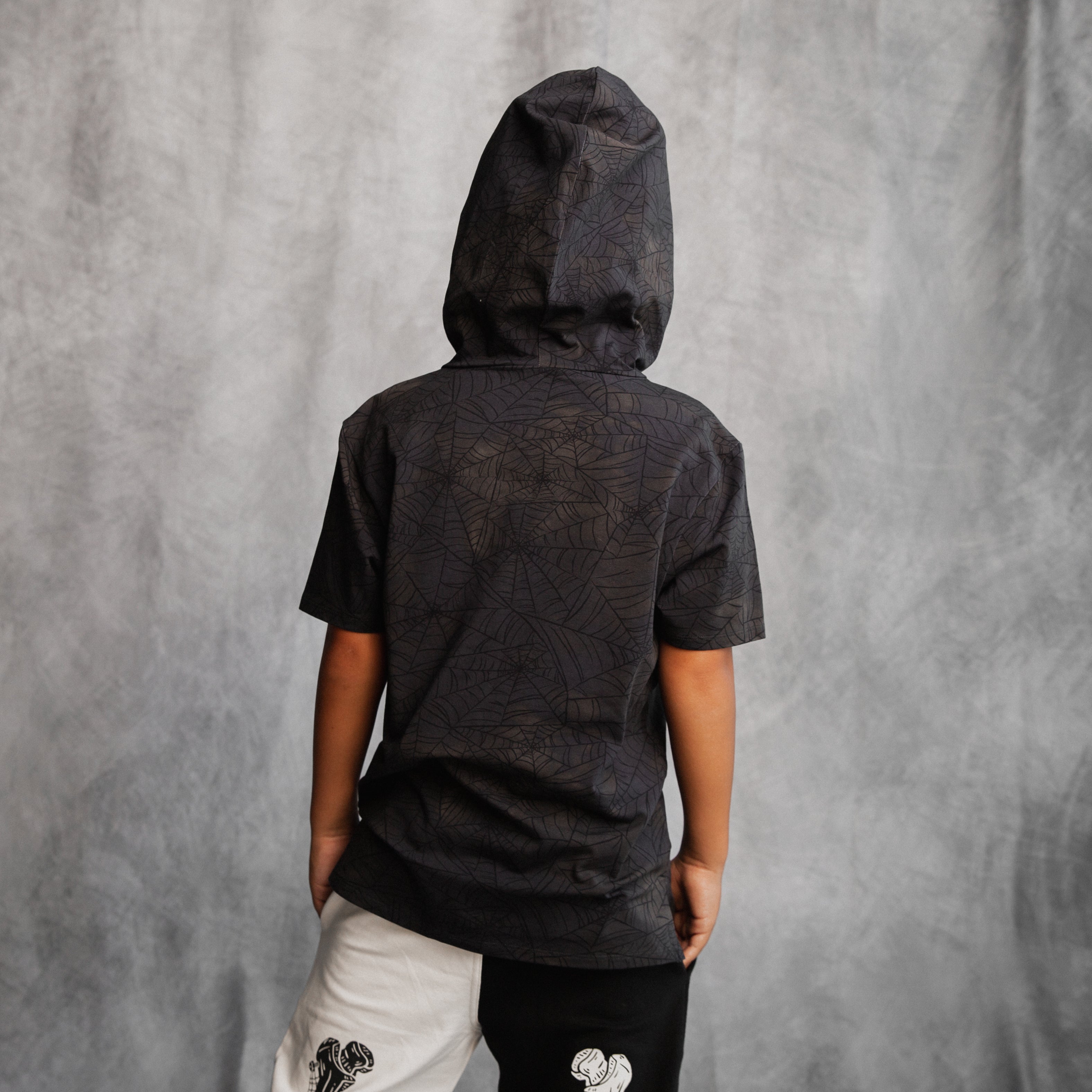 Drop Shoulder Kids Tee - 'Skelly' - Black