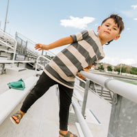 Essentials Short Sleeve Chest Pocket Rounded Kids Tee - 'Urban Chic Stripe'