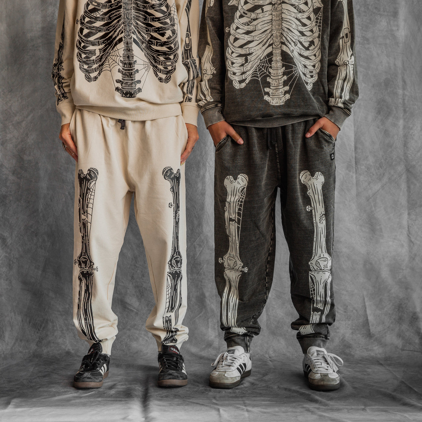 Adult Unisex Joggers - Black Skelly on Cream