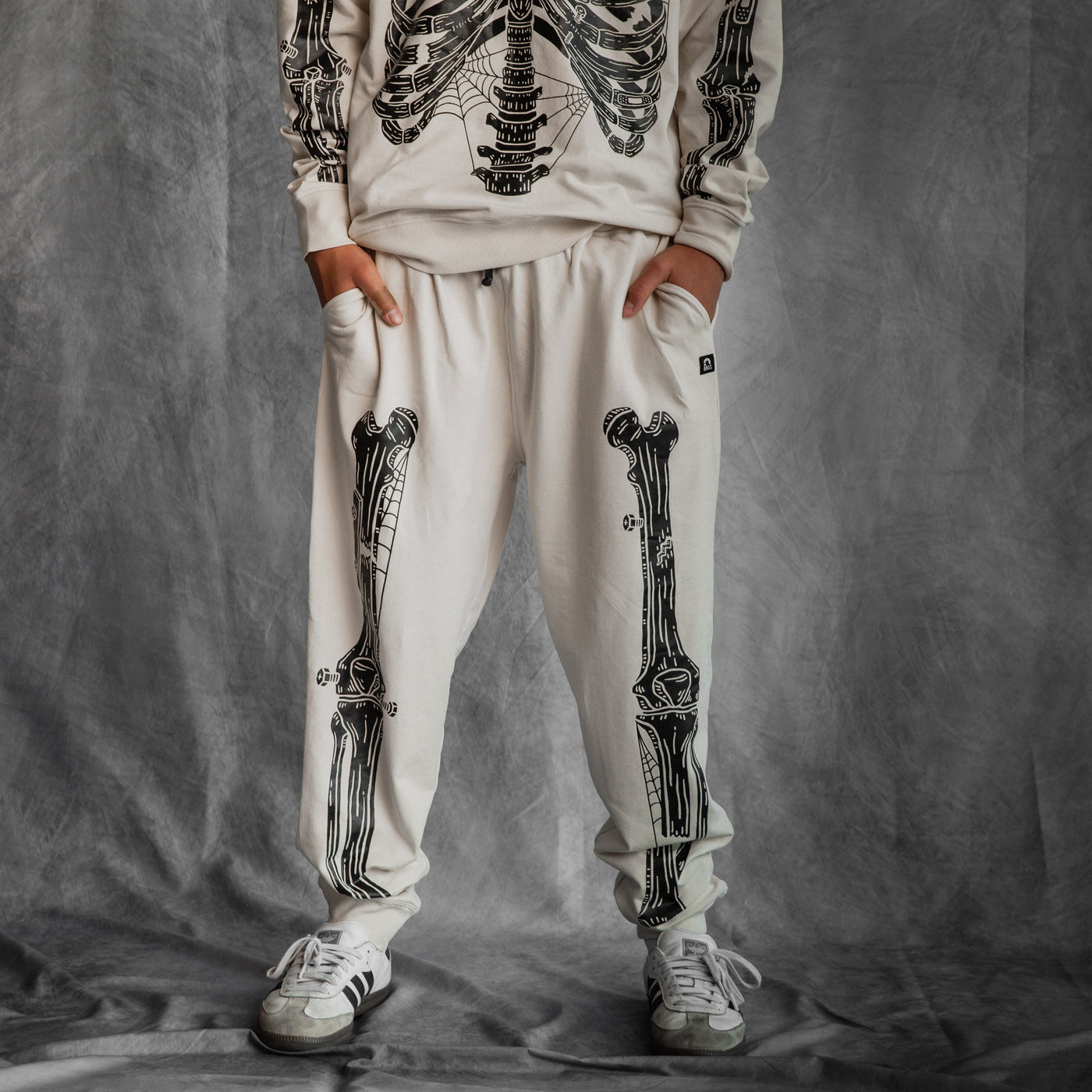 Adult Unisex Joggers - Black Skelly on Cream