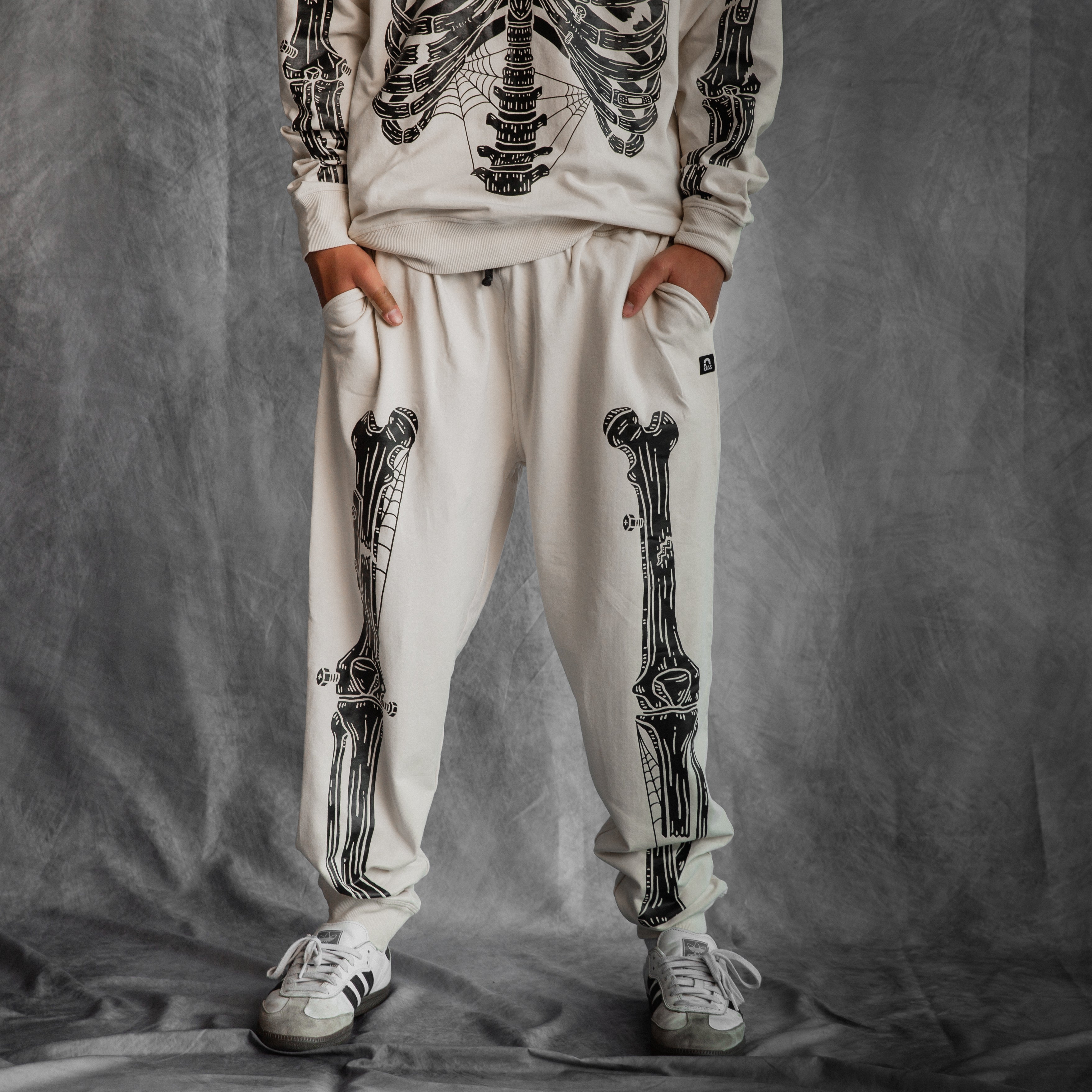 Adult Unisex Joggers - Black Skelly on Cream