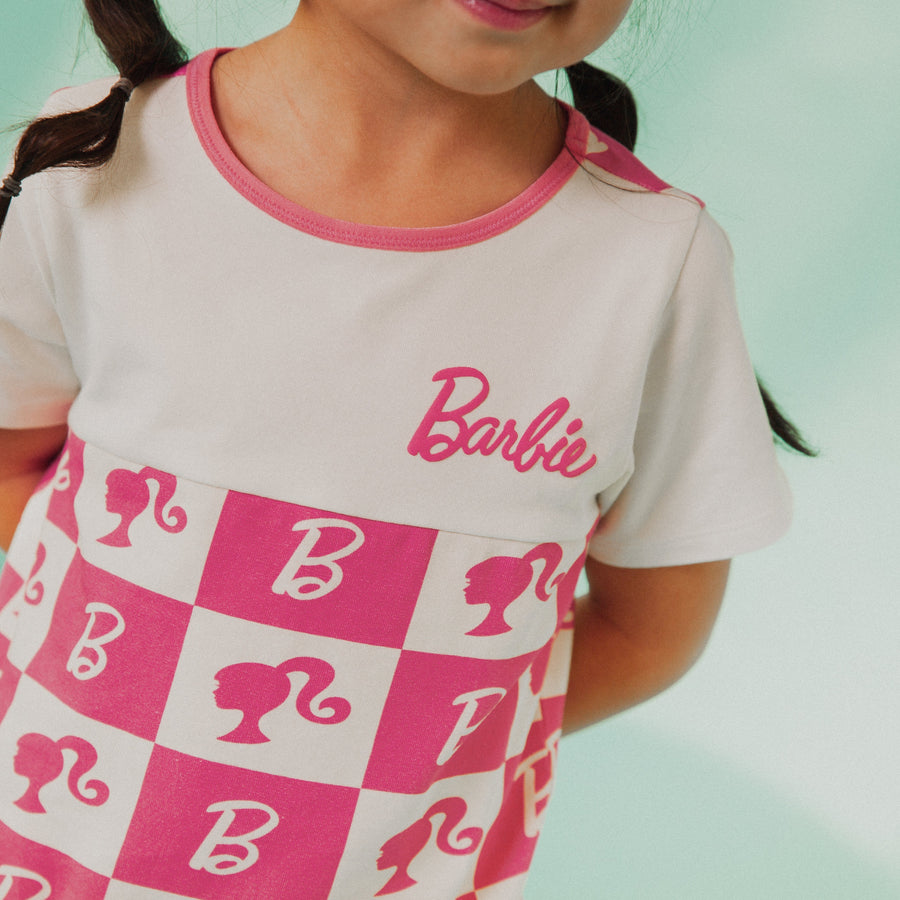 ***PREORDER*** Short Sleeve Rag Romper - Barbie Check PREORDER - Mattel Barbie Collection by RAGS