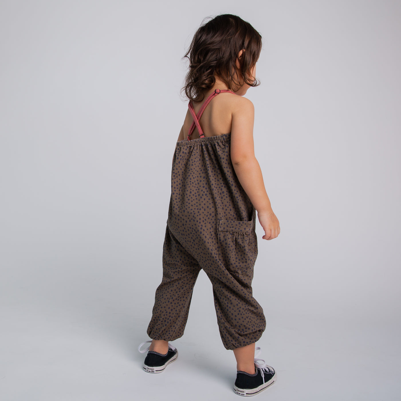 Strappy Jumper - Olive Polka Dot