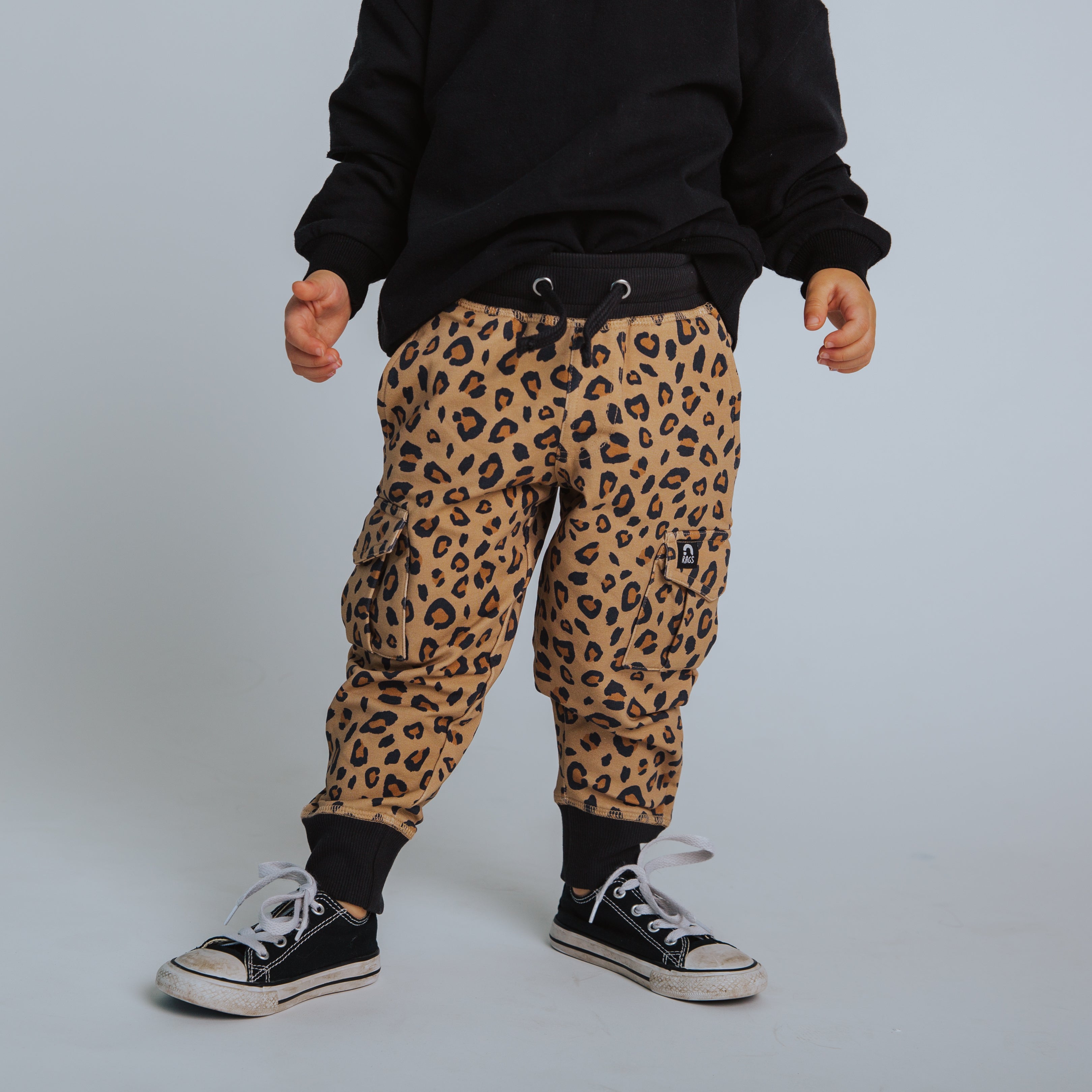 Relaxed Fit Cargo Joggers - Leopard