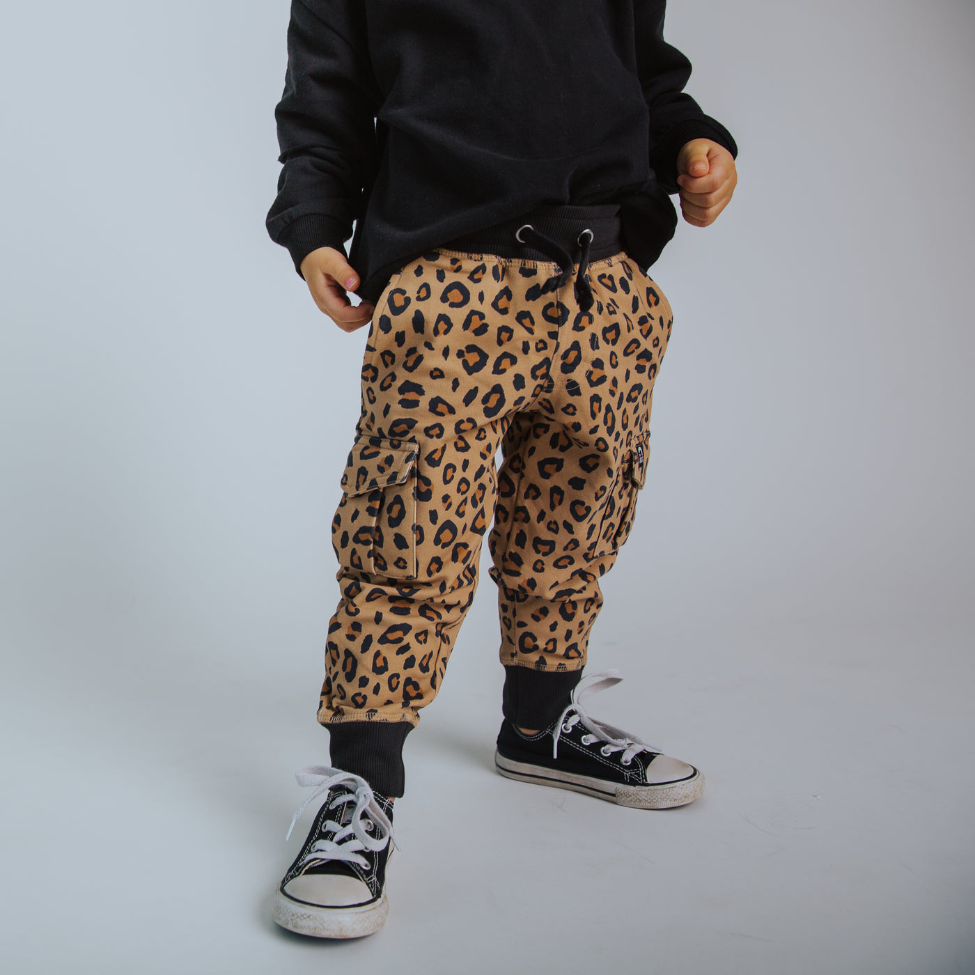 Relaxed Fit Cargo Joggers - Leopard