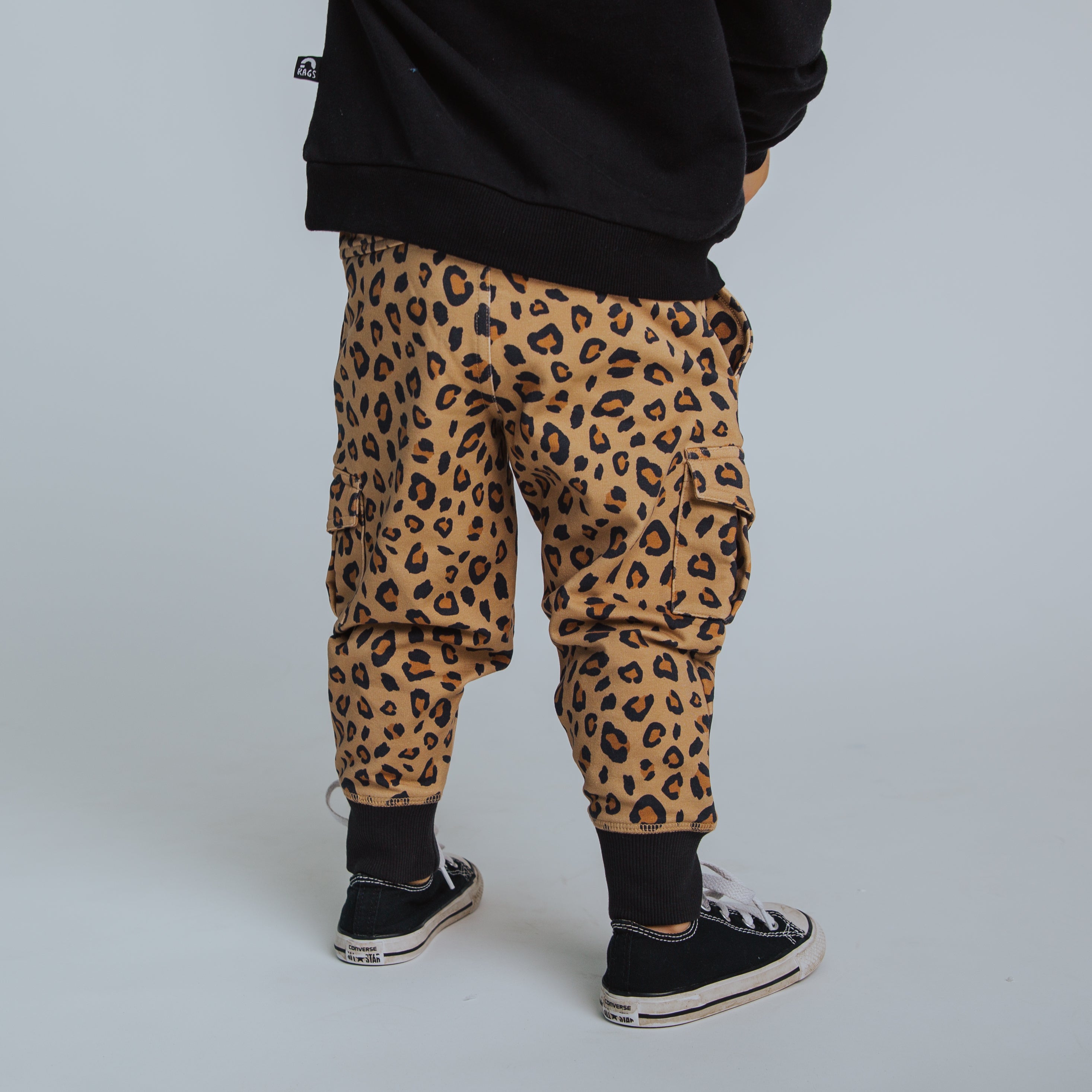 Relaxed Fit Cargo Joggers - Leopard