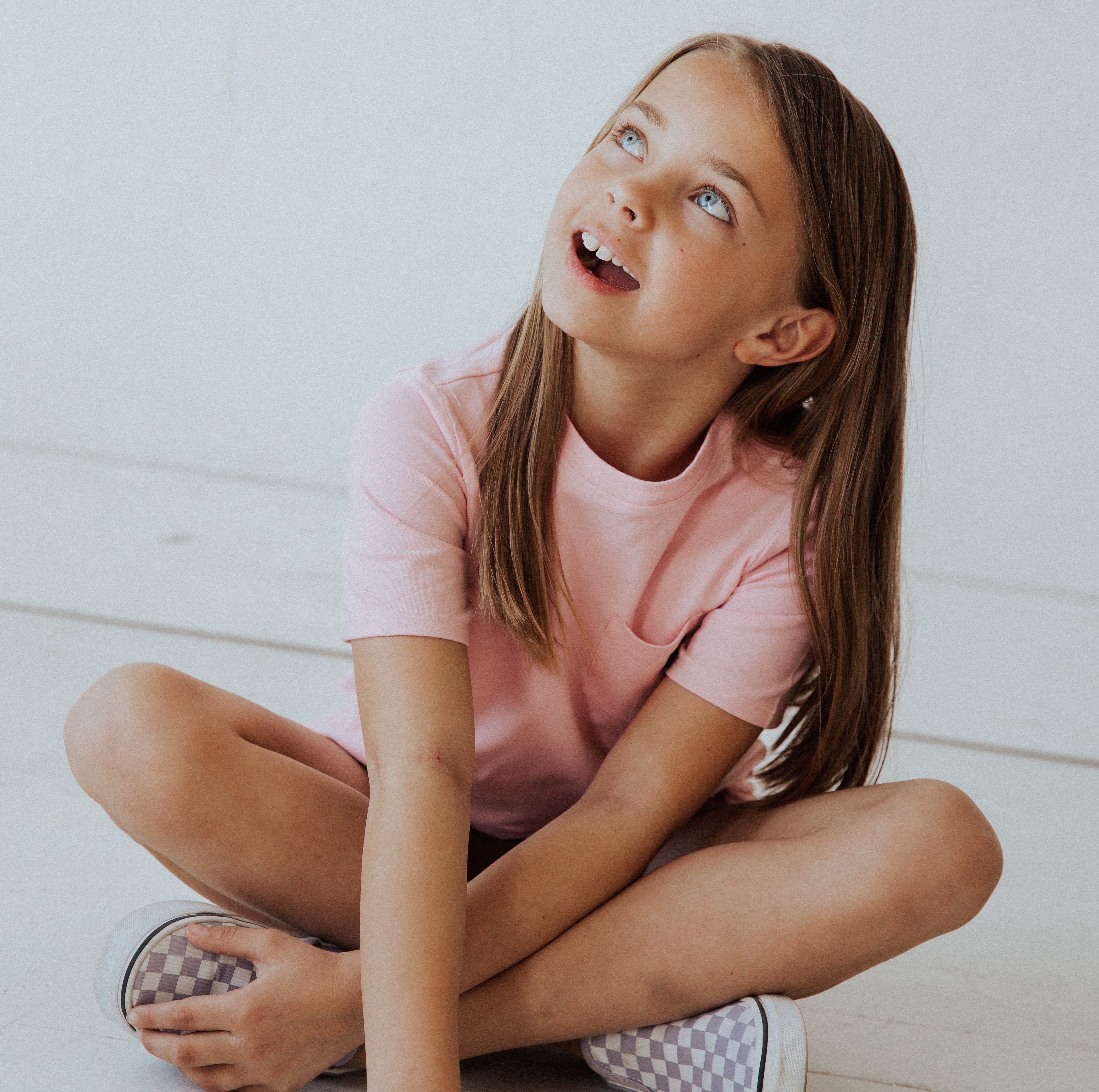 Short Sleeve Chest Pocket Kids Essentials Tee  - 'Light Pink (FINAL SALE)'