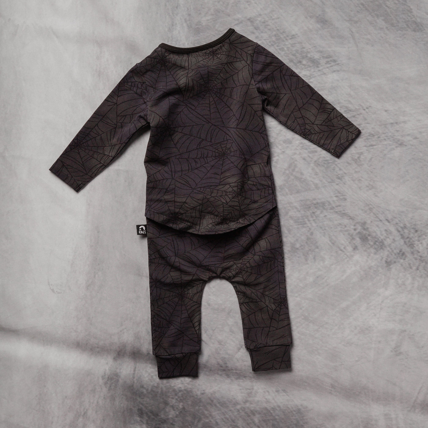 Peekabooty™ Rag Romper - 'Full Body Skelly' - Black