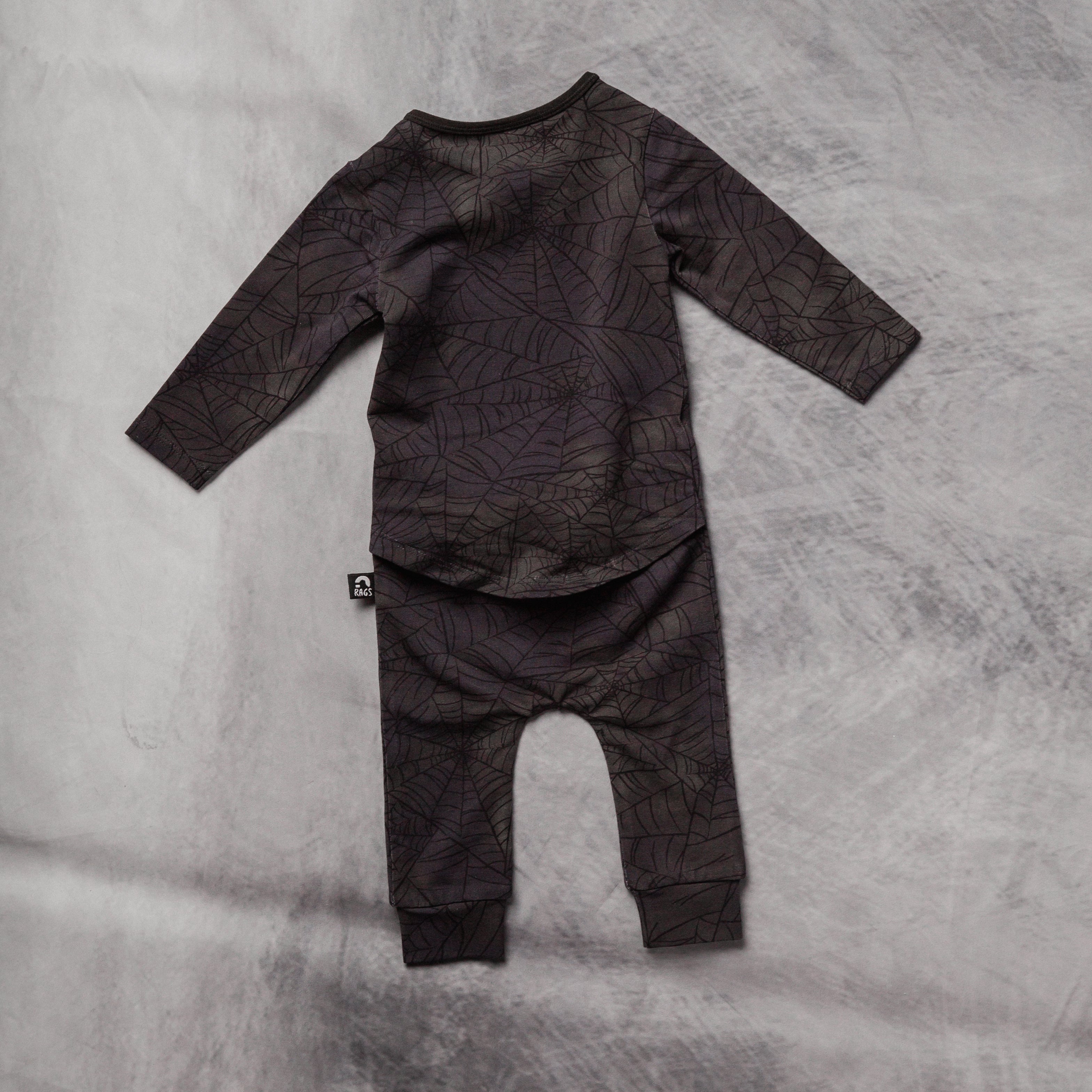 Peekabooty™ Rag Romper - 'Full Body Skelly' - Black