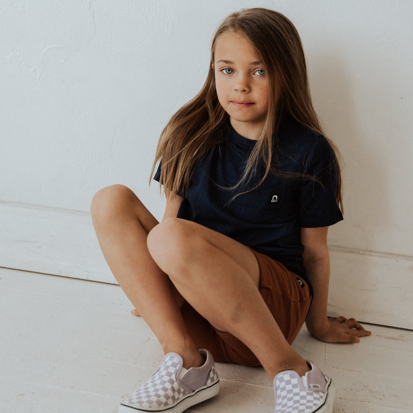 Essentials Short Sleeve Chest Pocket Rounded Kids Tee - 'Navy'