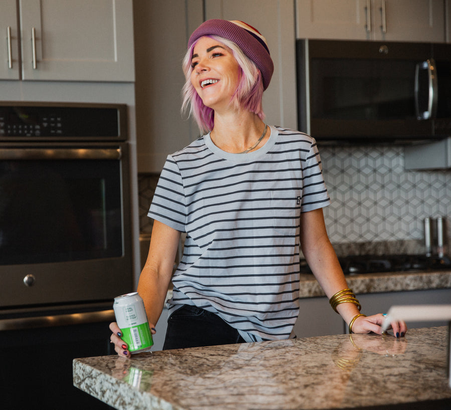 Essentials Women's Pocket Tee - 'Quarry Stripe (FINAL SALE)'