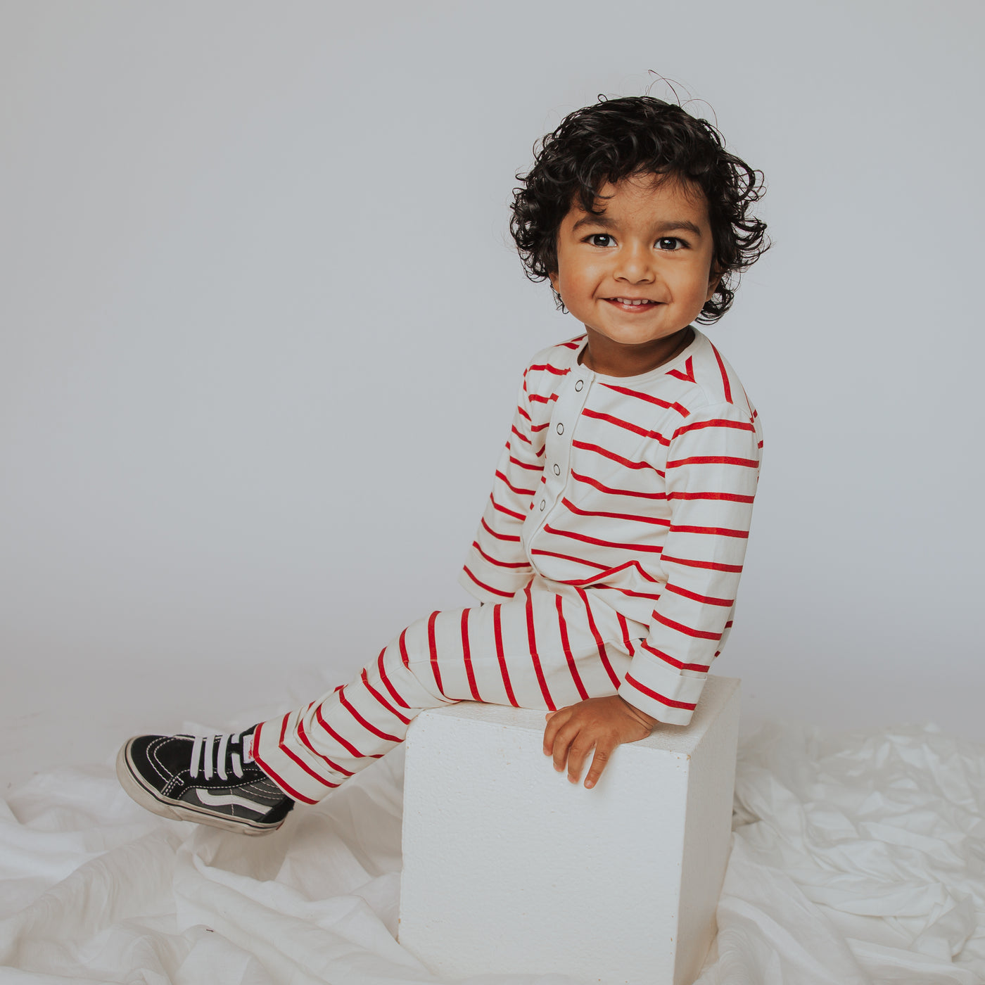 Essentials Rag Romper - Holiday Red and White Stripe