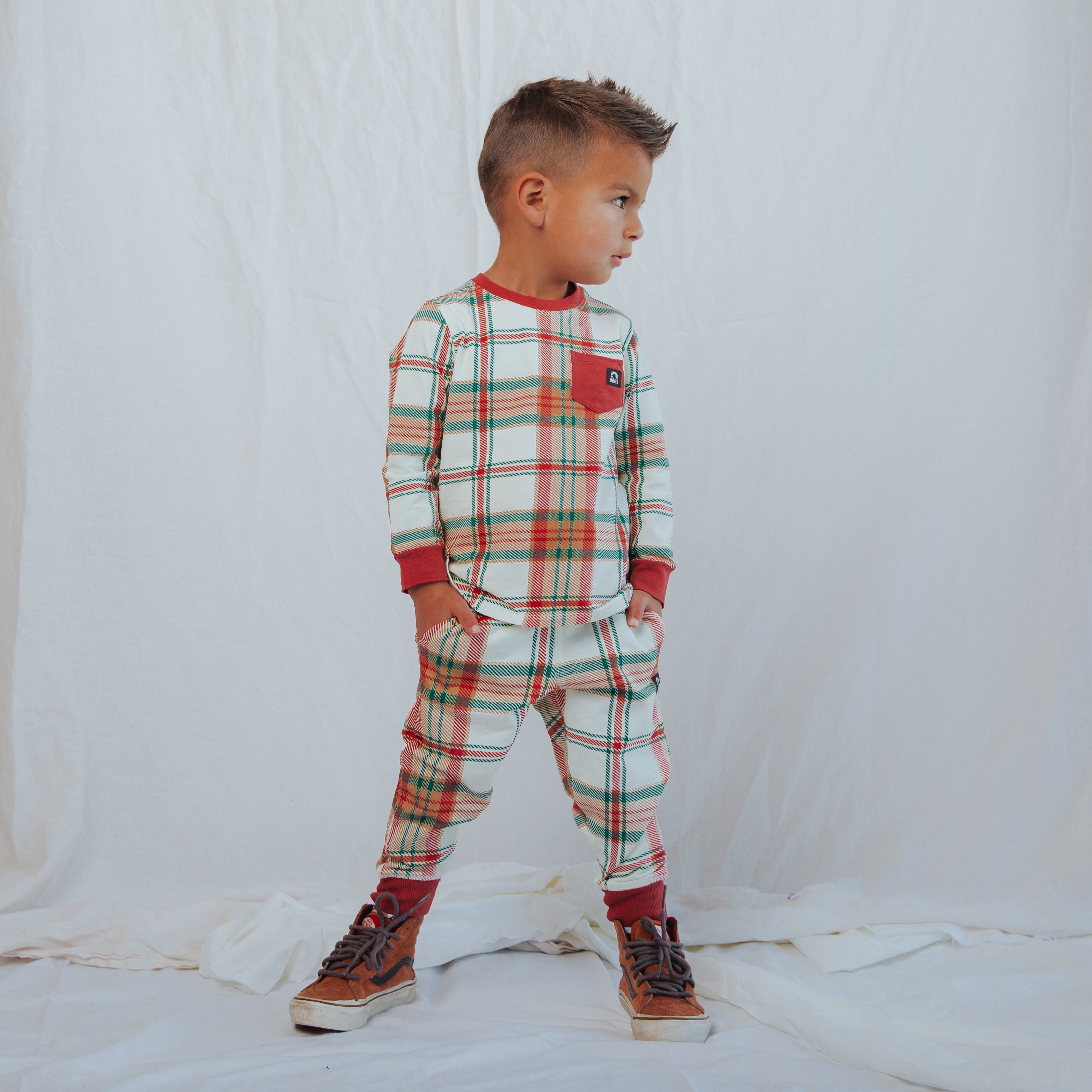 Relaxed Fit Joggers - Holiday Plaid