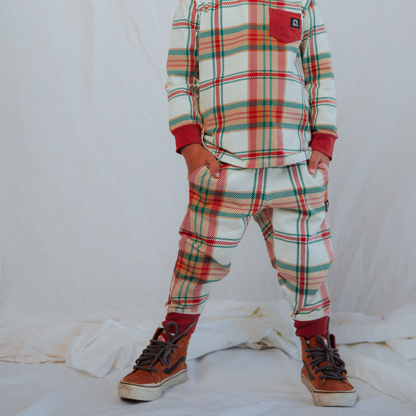 Relaxed Fit Joggers - Holiday Plaid