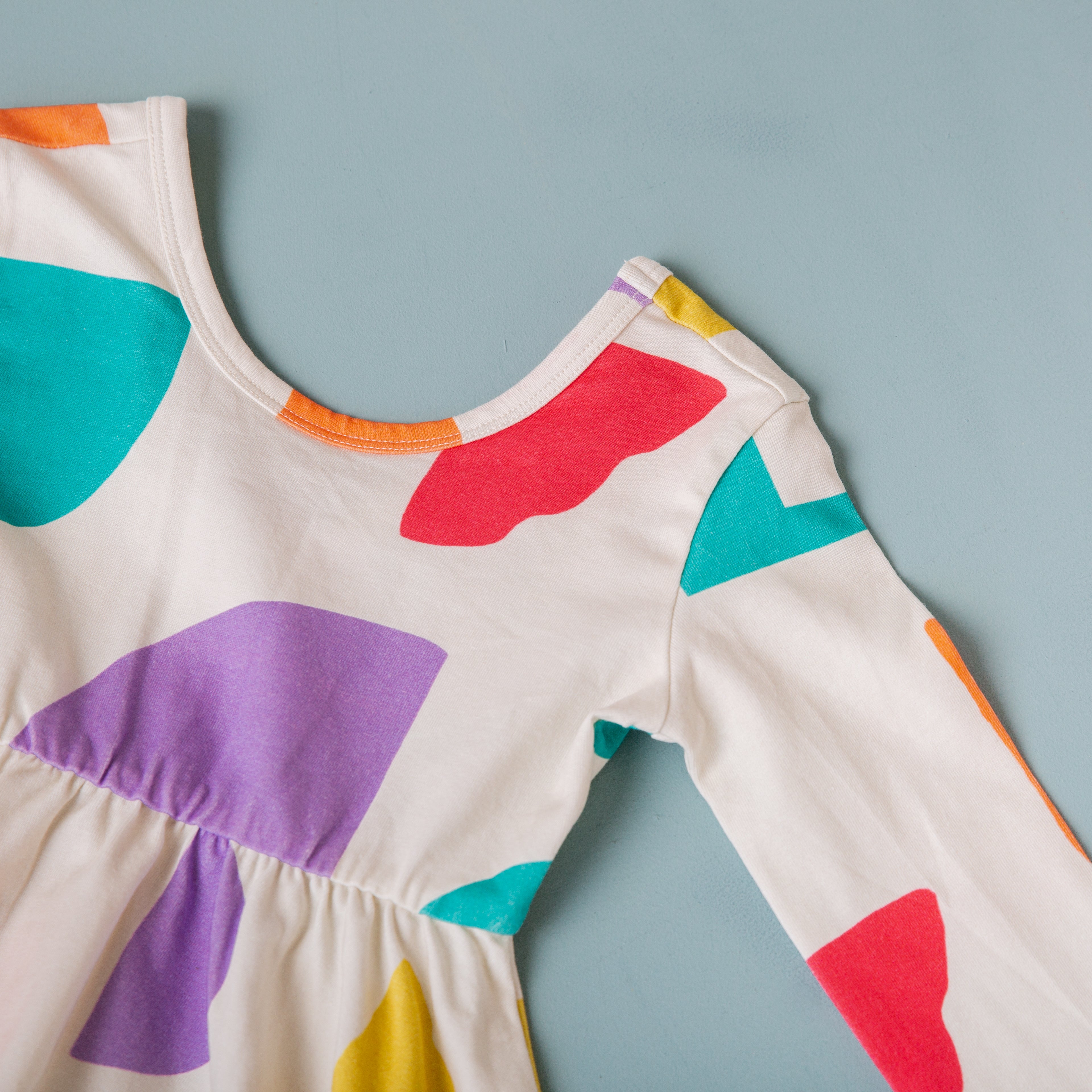 Long Sleeve Swing Dress - 'Neon Shapes' - Size 2T
