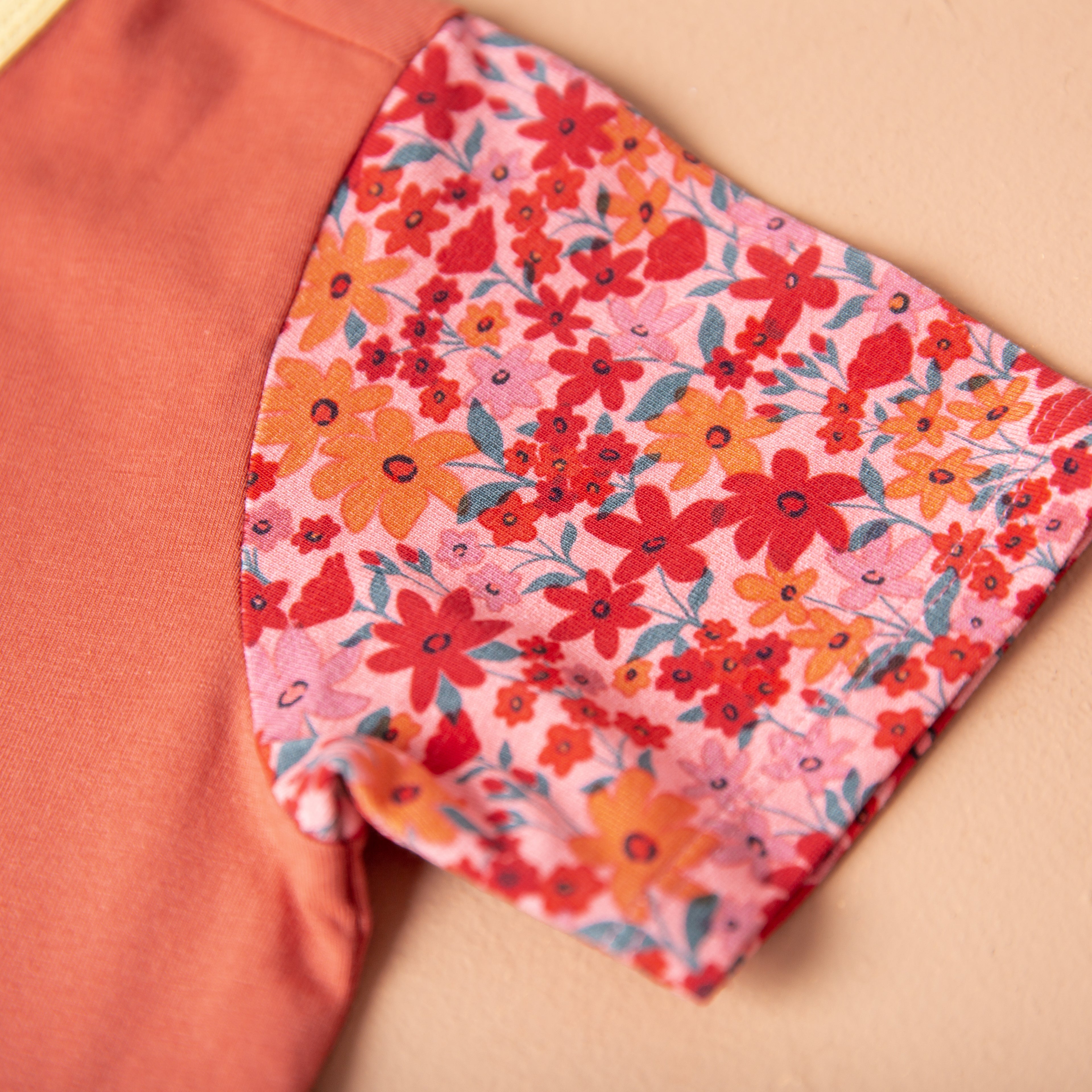 Short Sleeve Peek Pocket Rag Romper - 'Ditsy Floral'