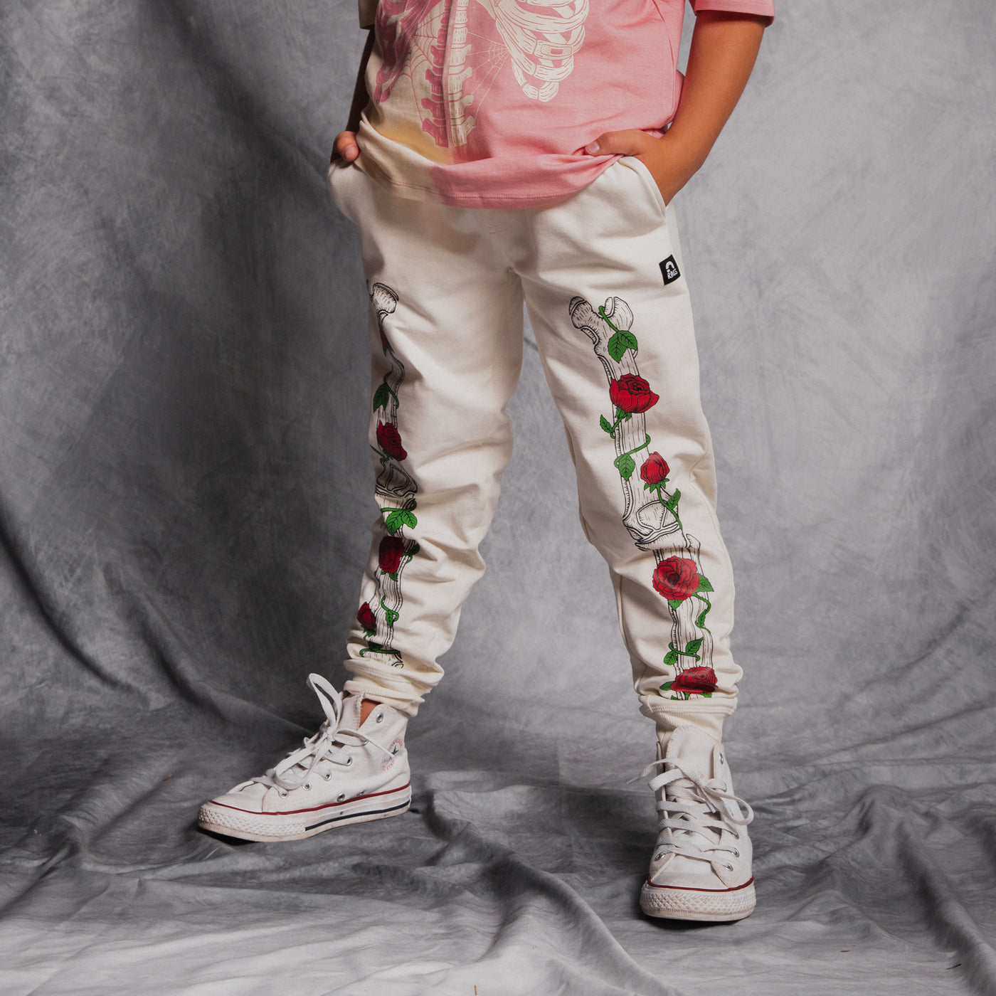 Relaxed Fit Cargo Joggers - Floral Skelly