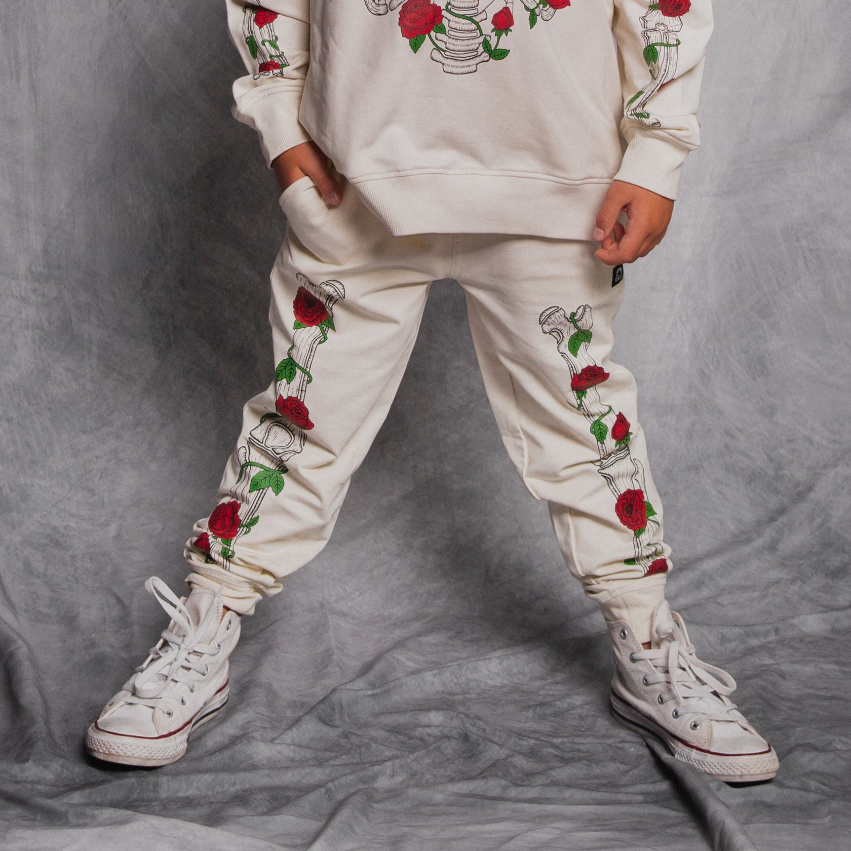 Relaxed Fit Cargo Joggers - Floral Skelly