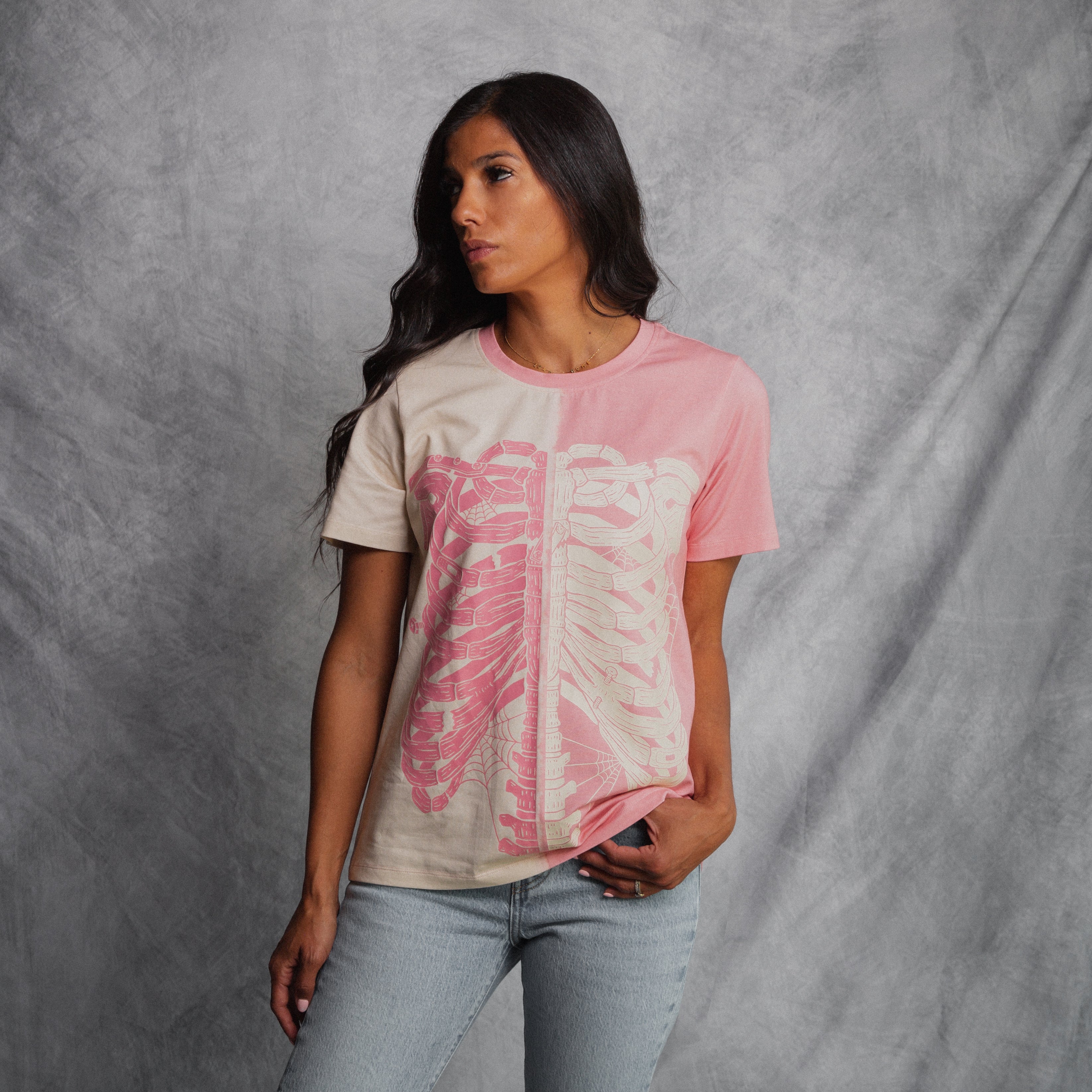 ***PREORDER*** Women's Tee - 'Skelly' - Pink & White