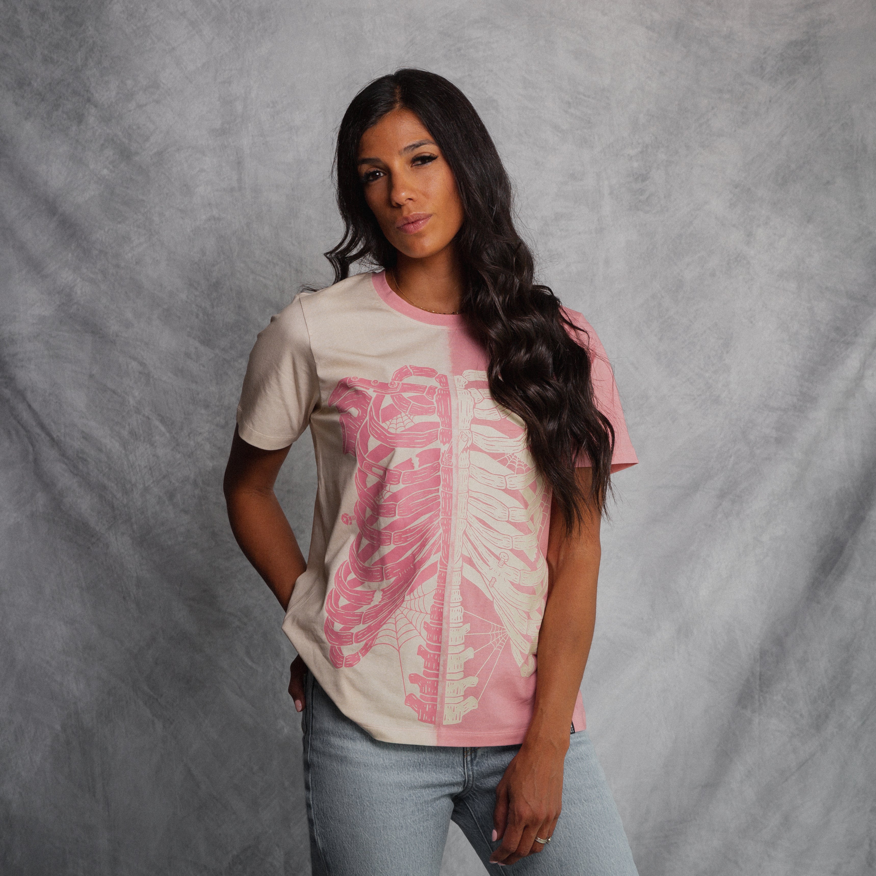 ***PREORDER*** Women's Tee - 'Skelly' - Pink & White