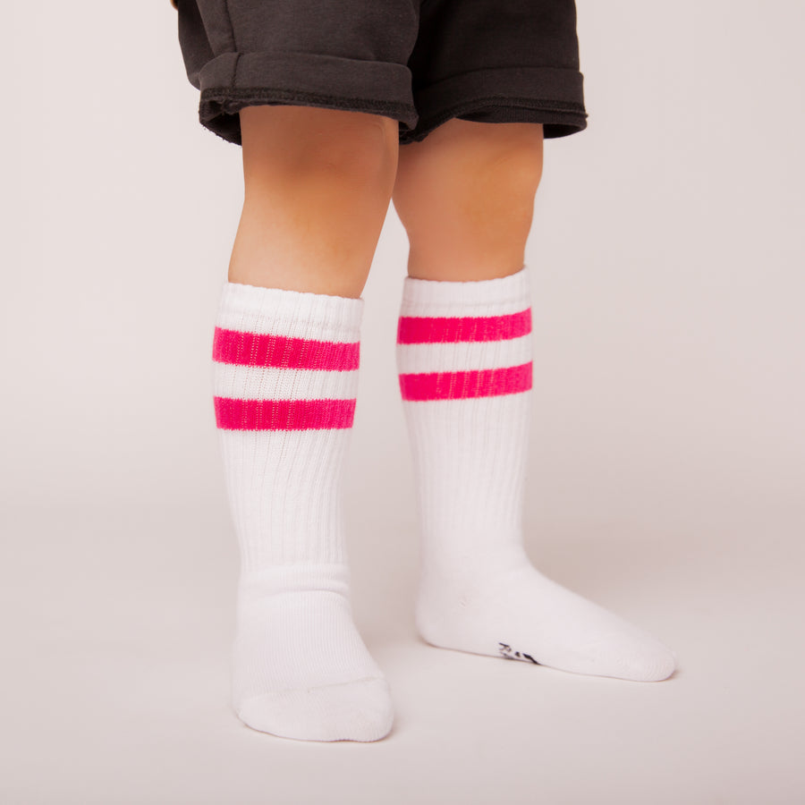 Crew Socks - Pink Double Stripe