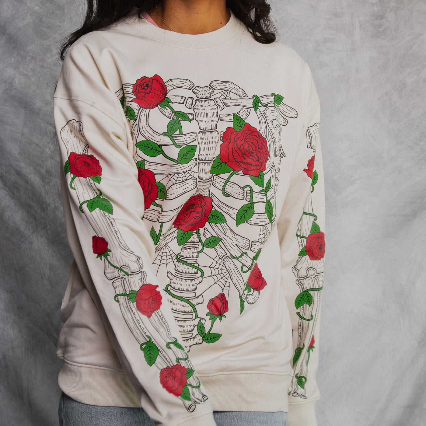 Adult Unisex Crewneck - Floral Skelly