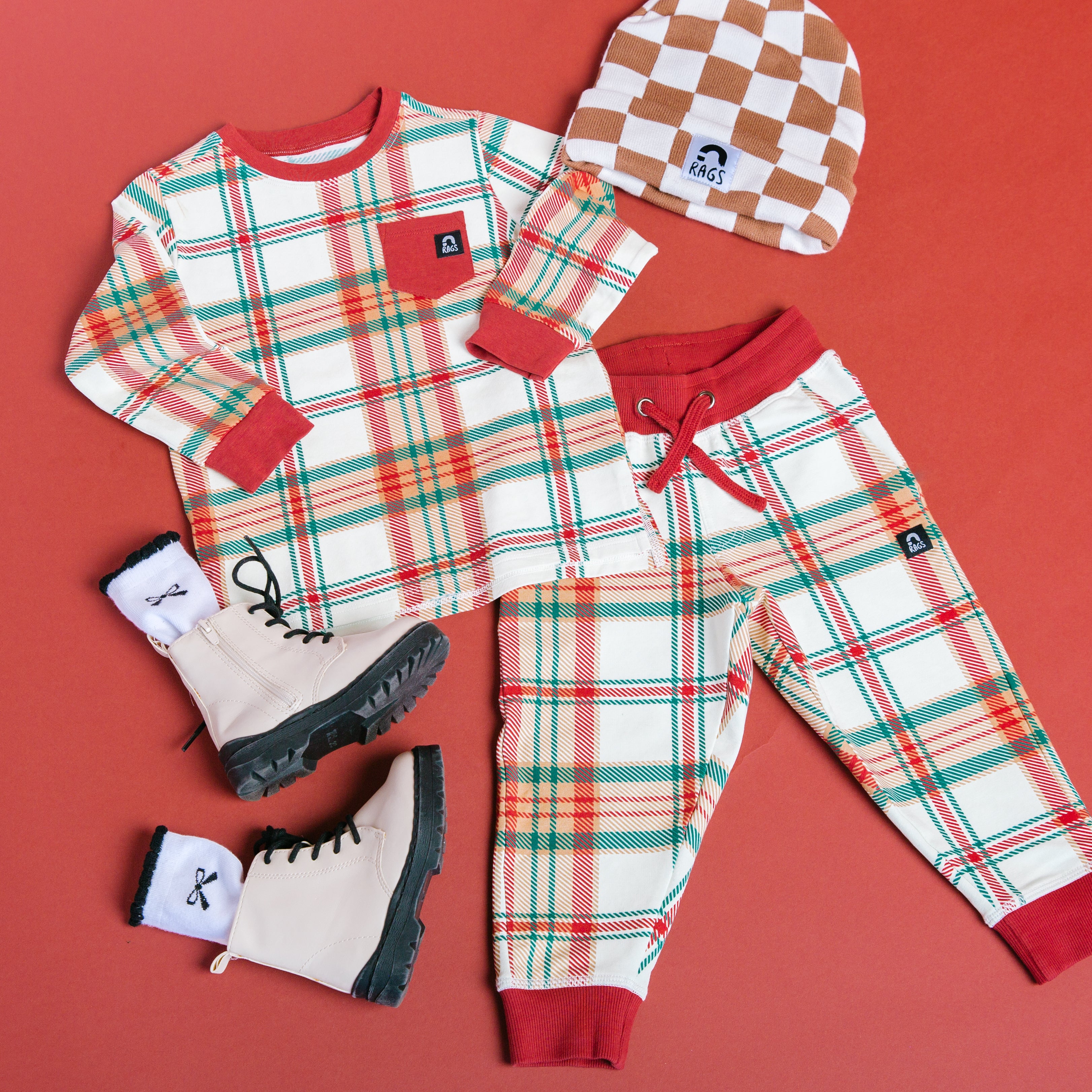 Relaxed Fit Joggers - Holiday Plaid