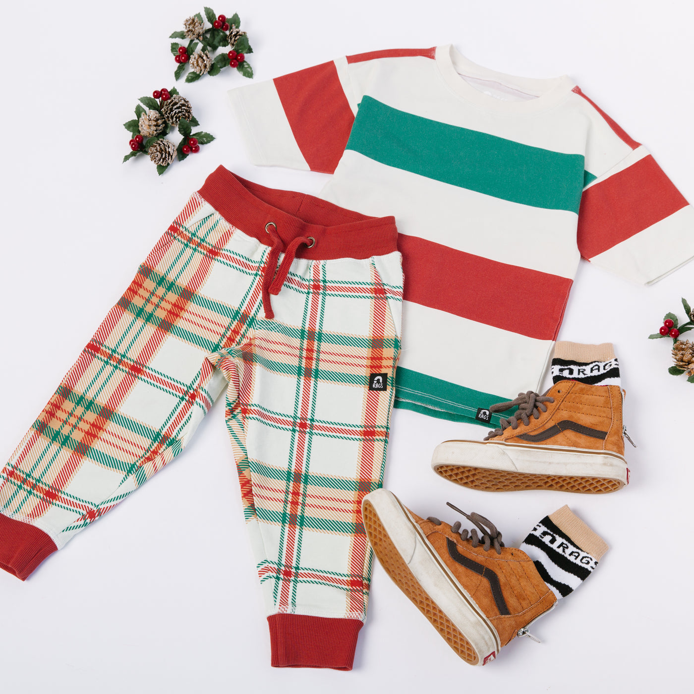 Relaxed Fit Joggers - Holiday Plaid