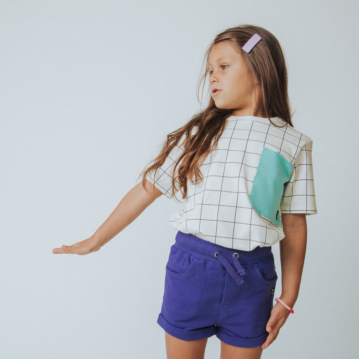 Short Sleeve Big Pocket Kids Tee - 'Grid (FINAL SALE)'