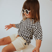 Essentials Drop Shoulder Kids Tee - Mini Check