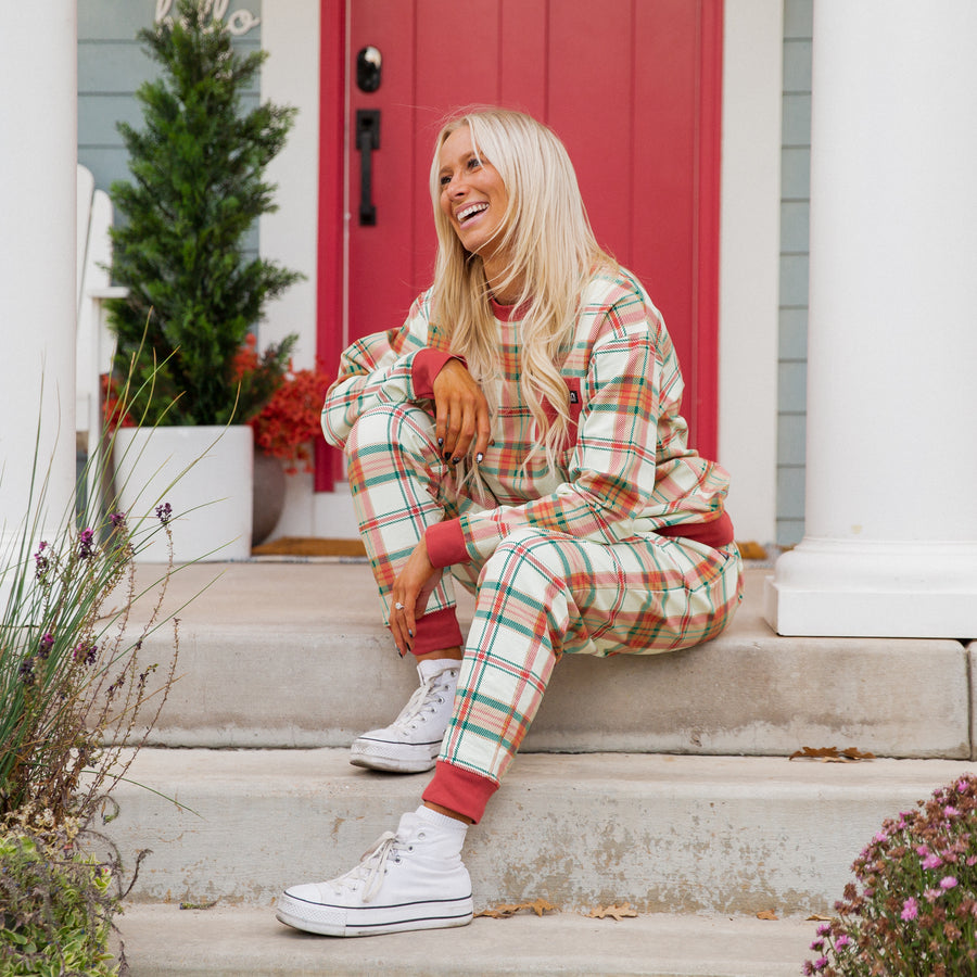 Adult Unisex Crewneck - Holiday Plaid