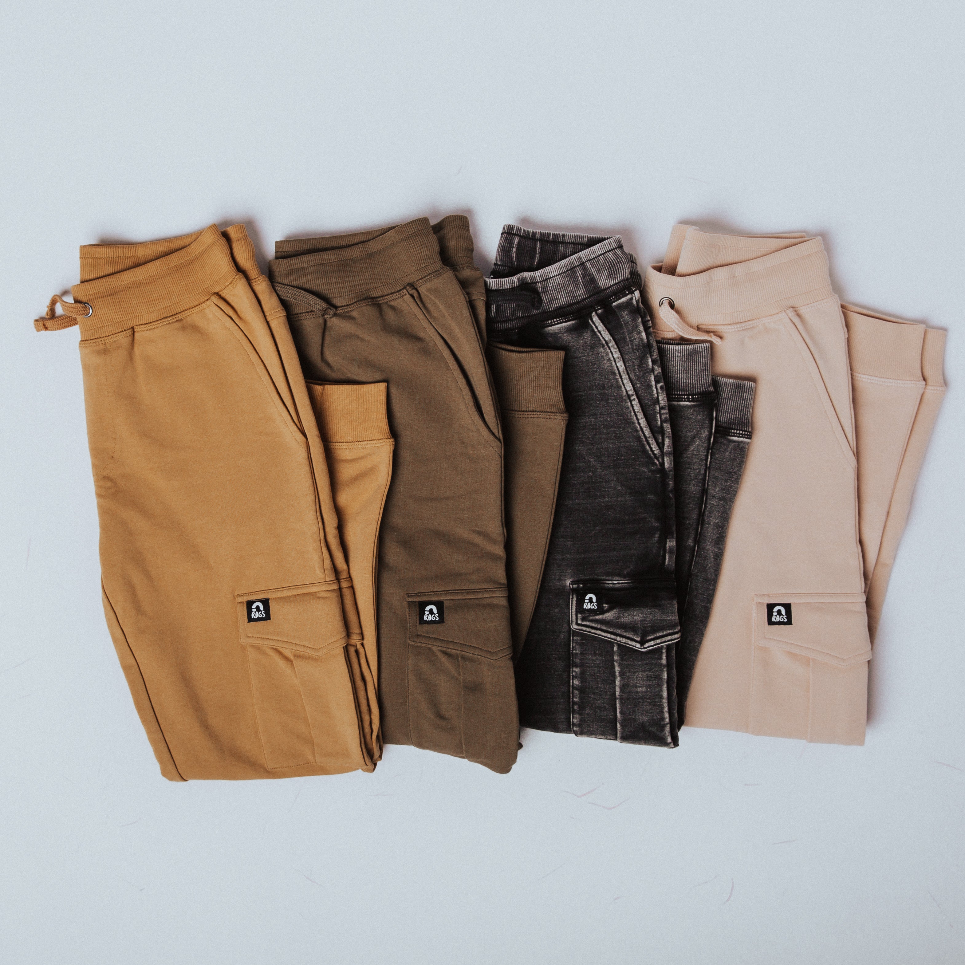 Relaxed Fit Cargo Joggers - Cream