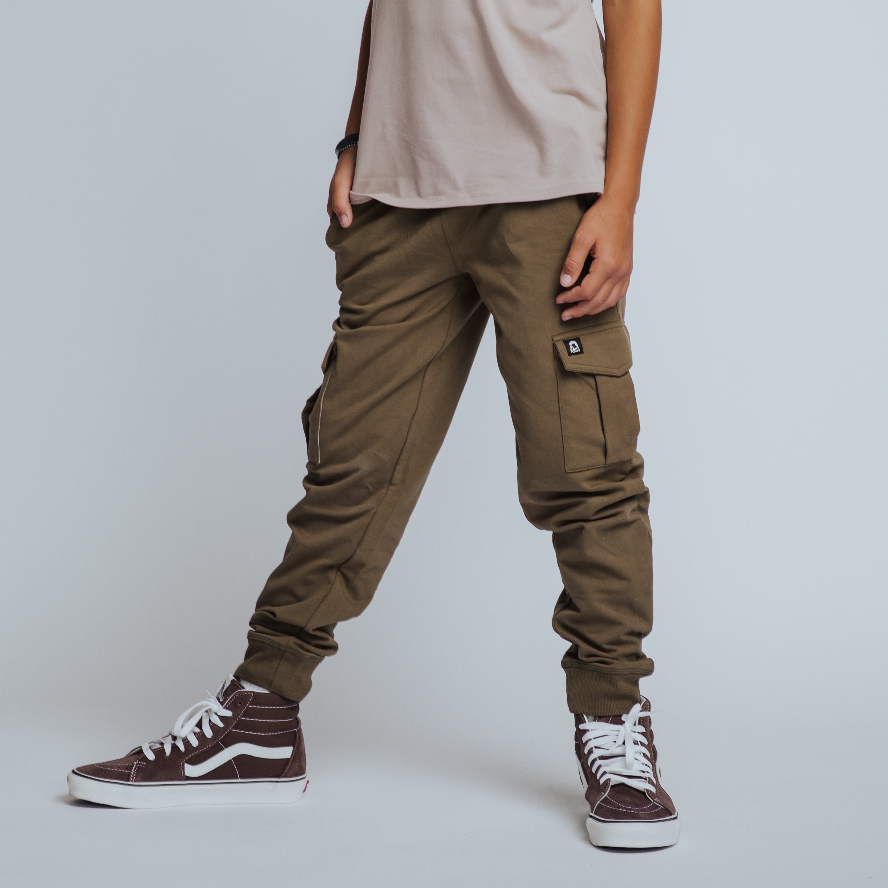 Relaxed Fit Cargo Joggers - Olive Green