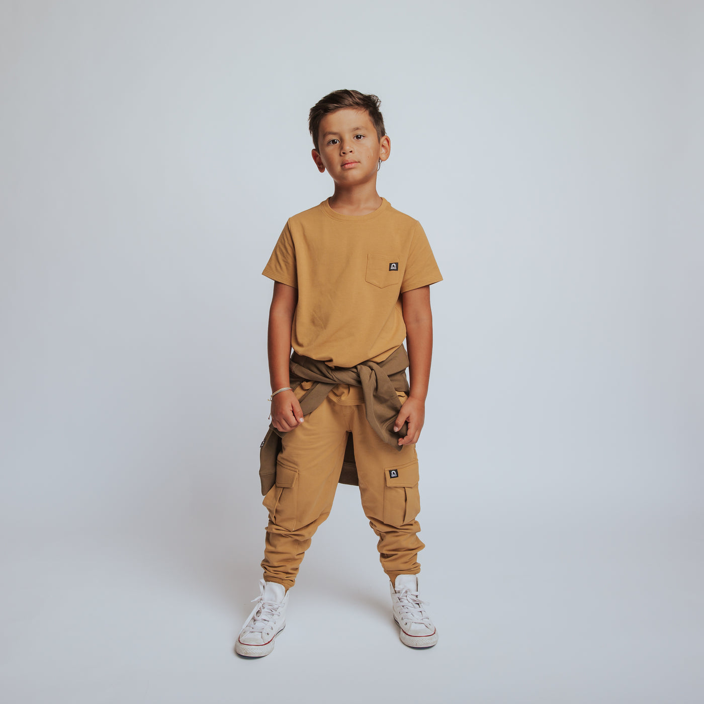 Relaxed Fit Cargo Joggers - Curry