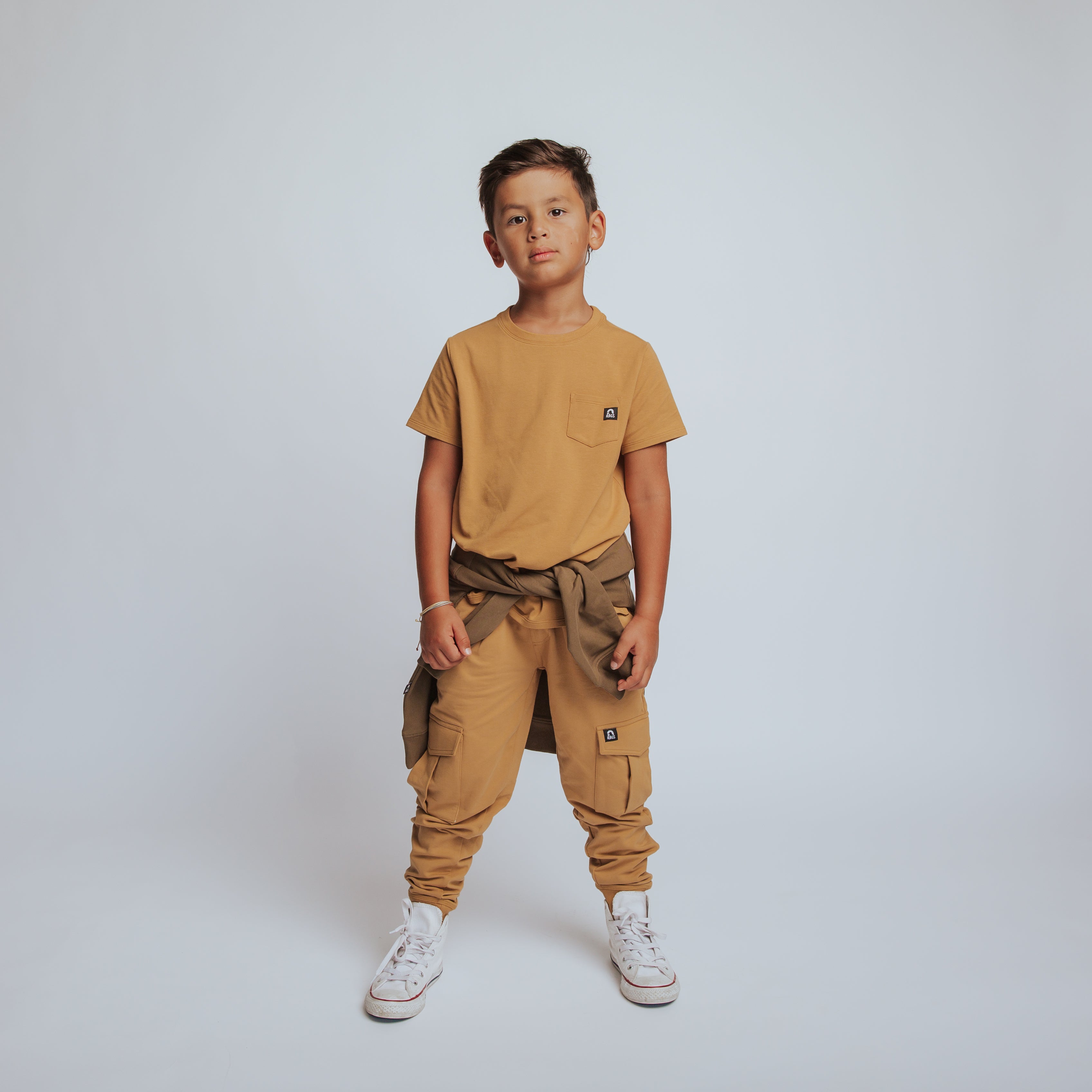 Relaxed Fit Cargo Joggers - Curry