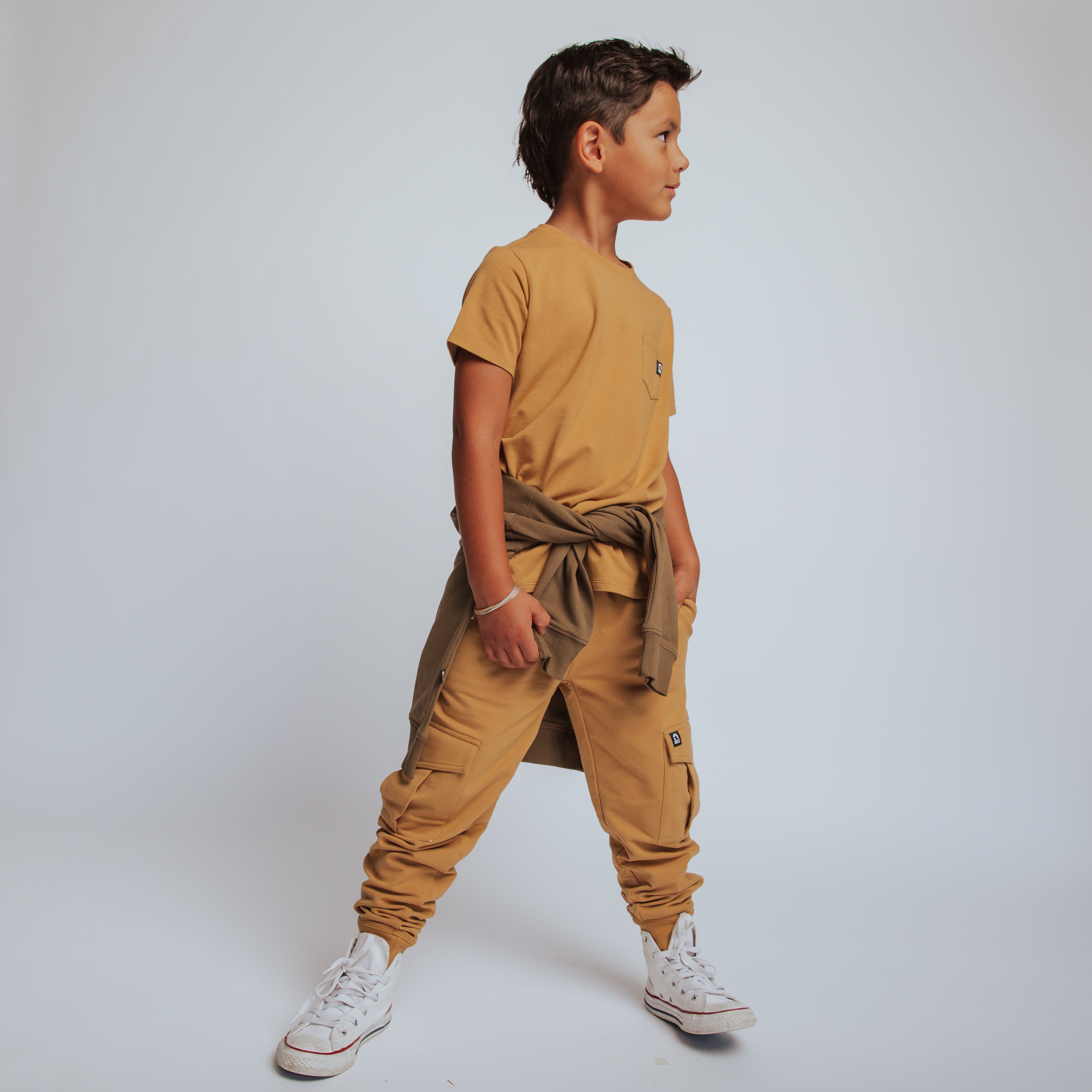 Relaxed Fit Cargo Joggers - Curry