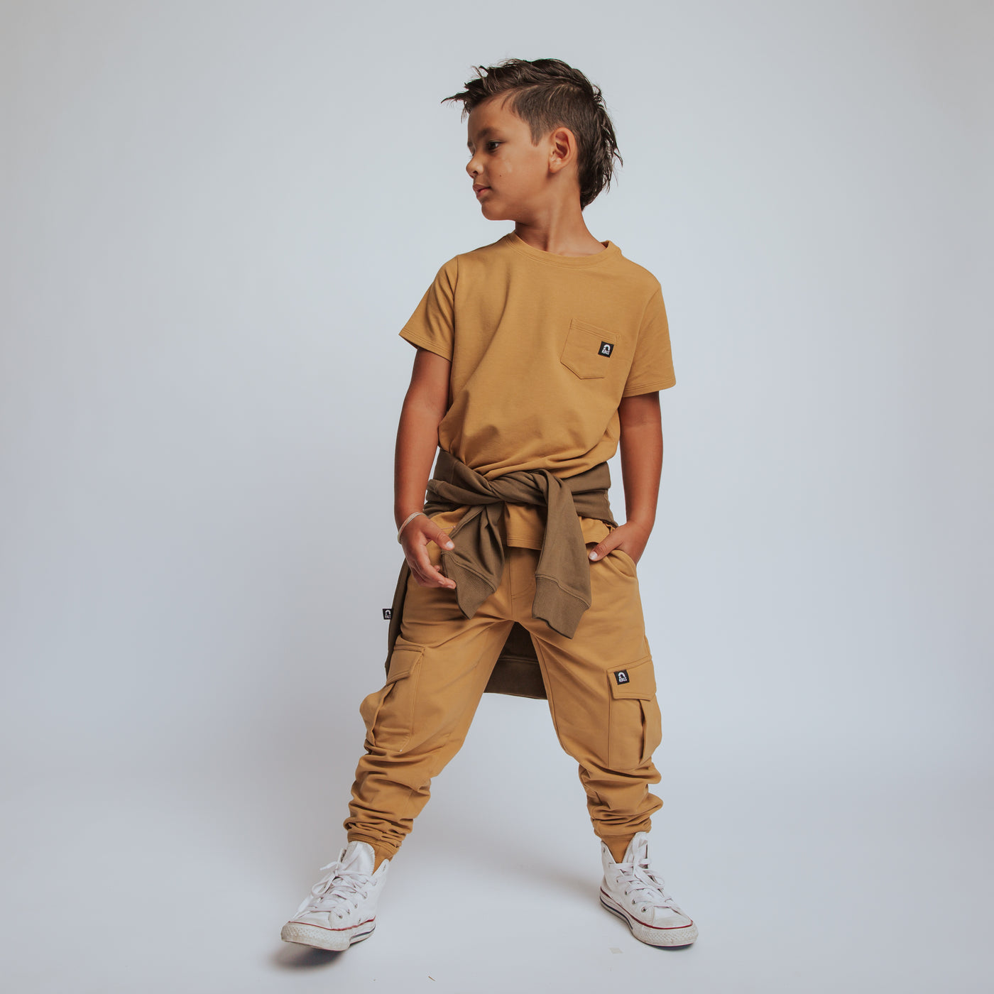 Relaxed Fit Cargo Joggers - Curry