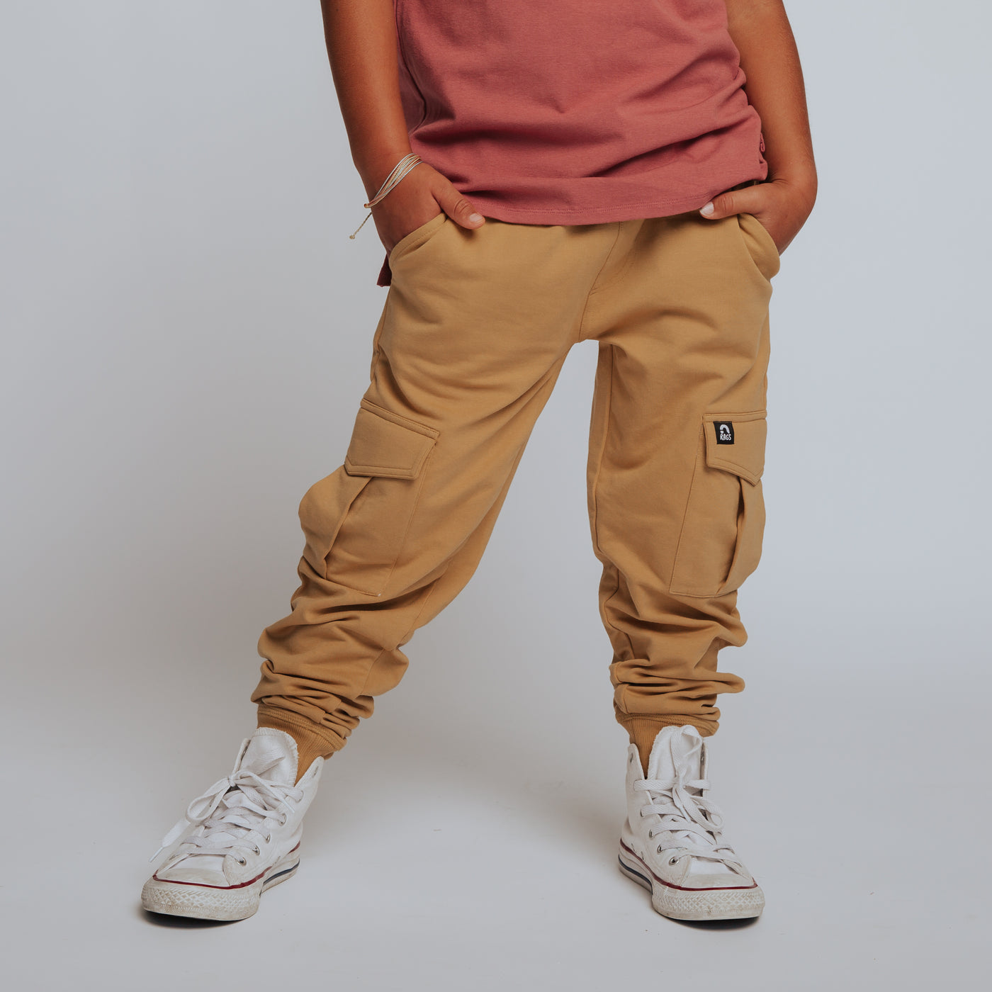 Relaxed Fit Cargo Joggers - Curry