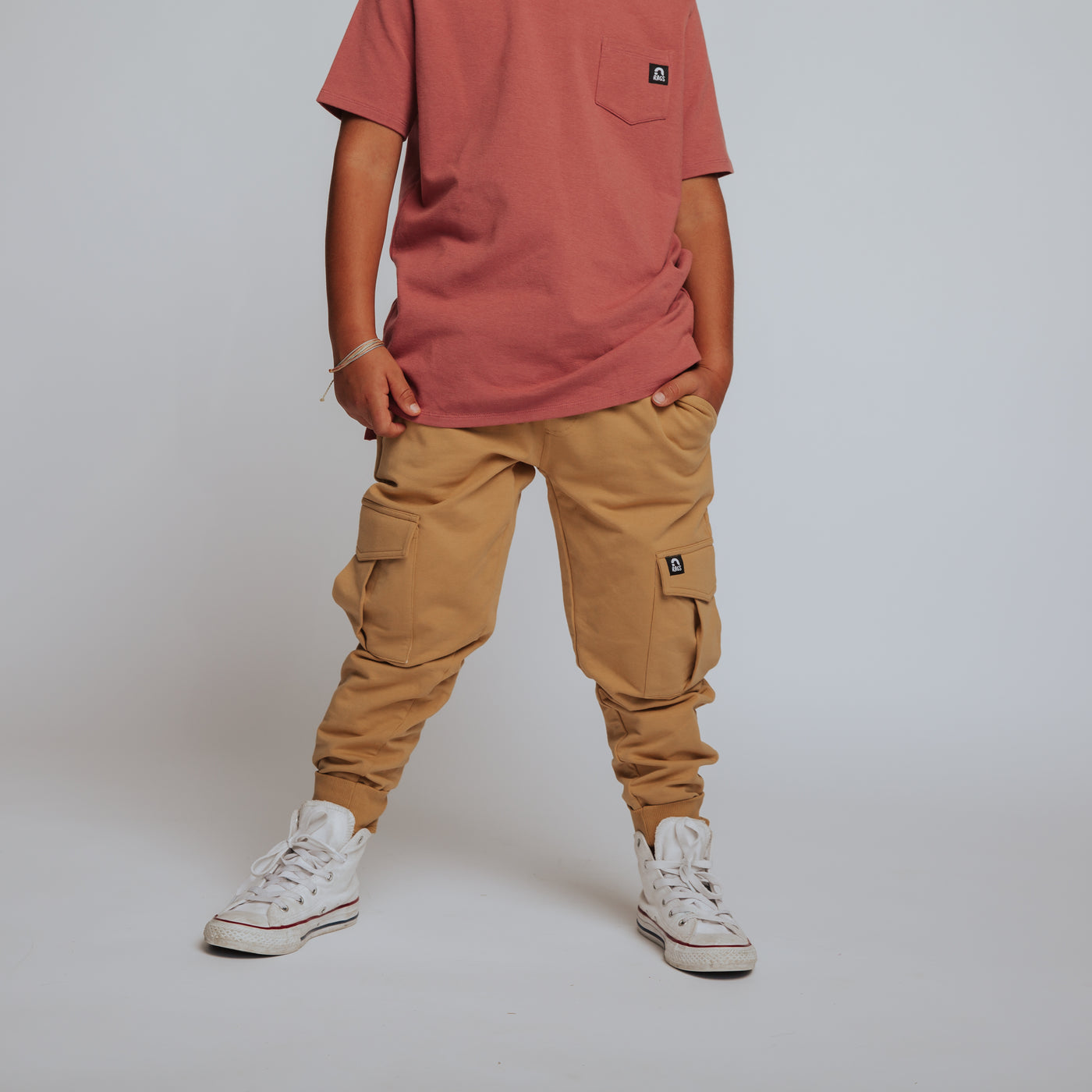 Relaxed Fit Cargo Joggers - Curry