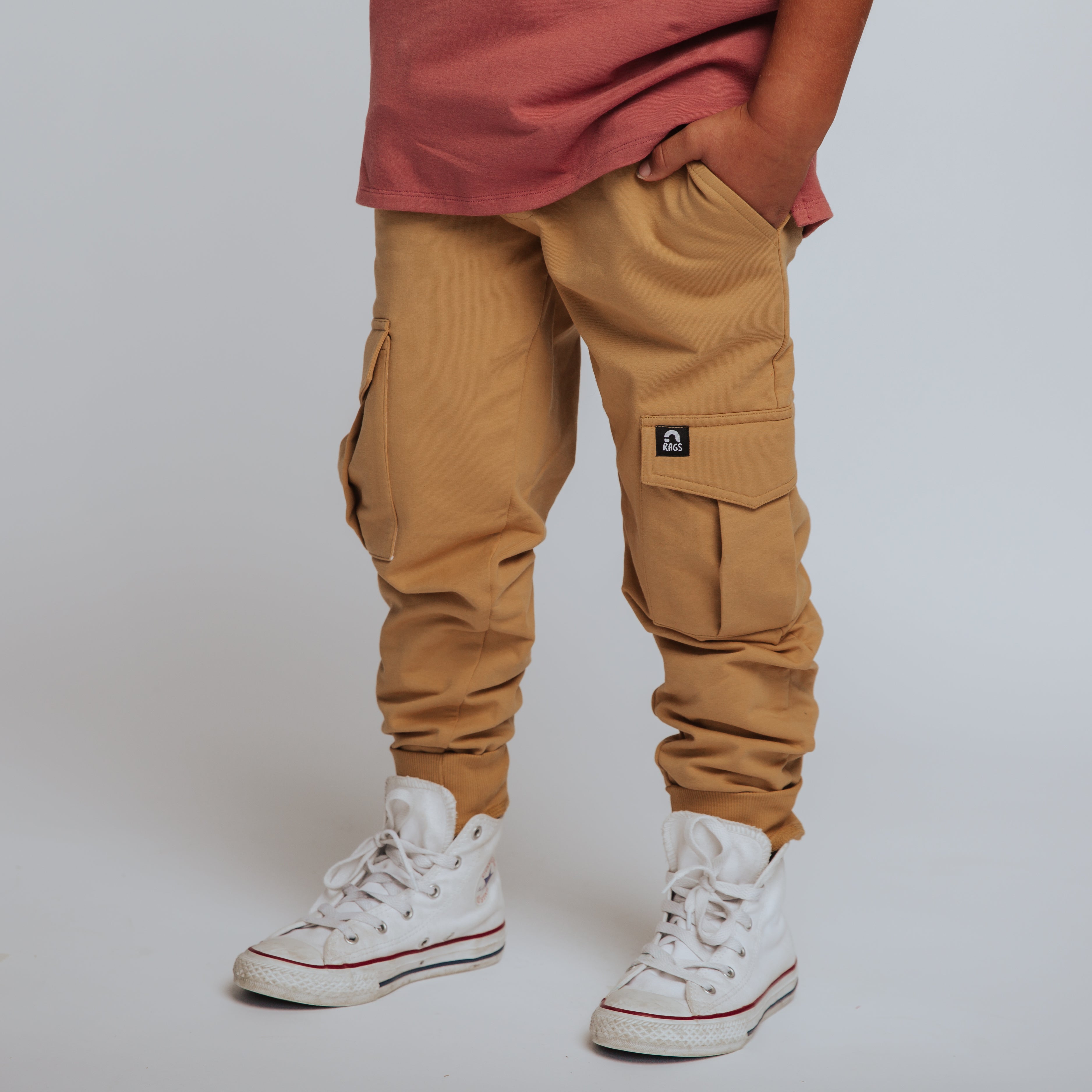 Relaxed Fit Cargo Joggers - Curry