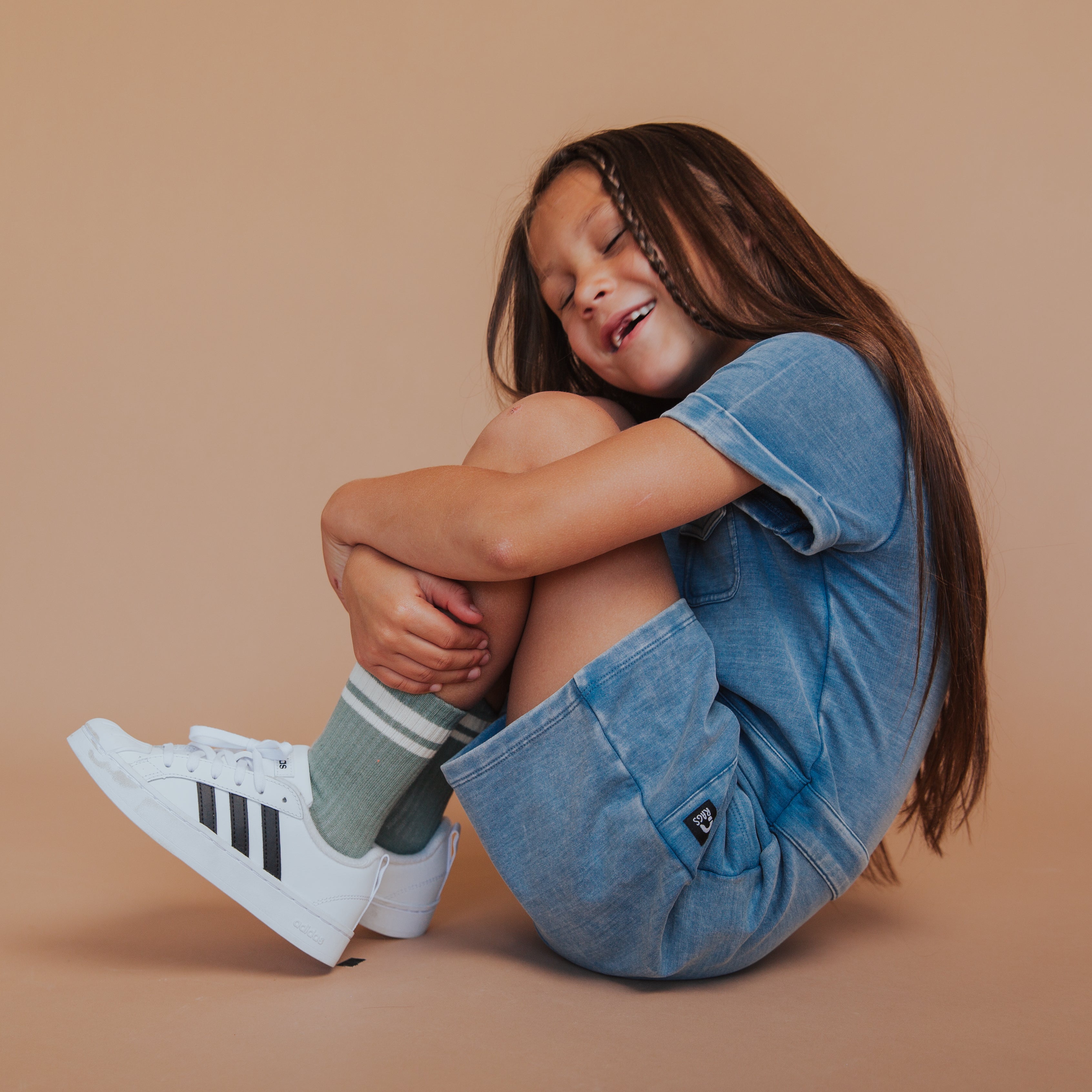 Indigo Denim Coverall Shortie | Kids Rompers & Jumpsuits | RAGS